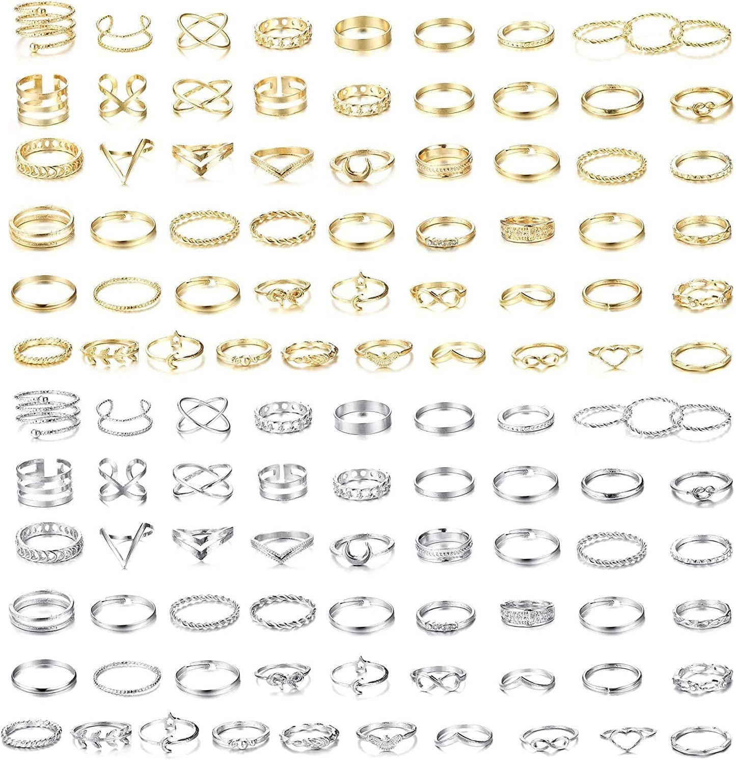 112Pcs Simple Knuckle Midi Ring Sets Vintage Bohemian Hollow Silver&Gold Finger Stackable Rings for Women Rings Jewelry Gifts women rings