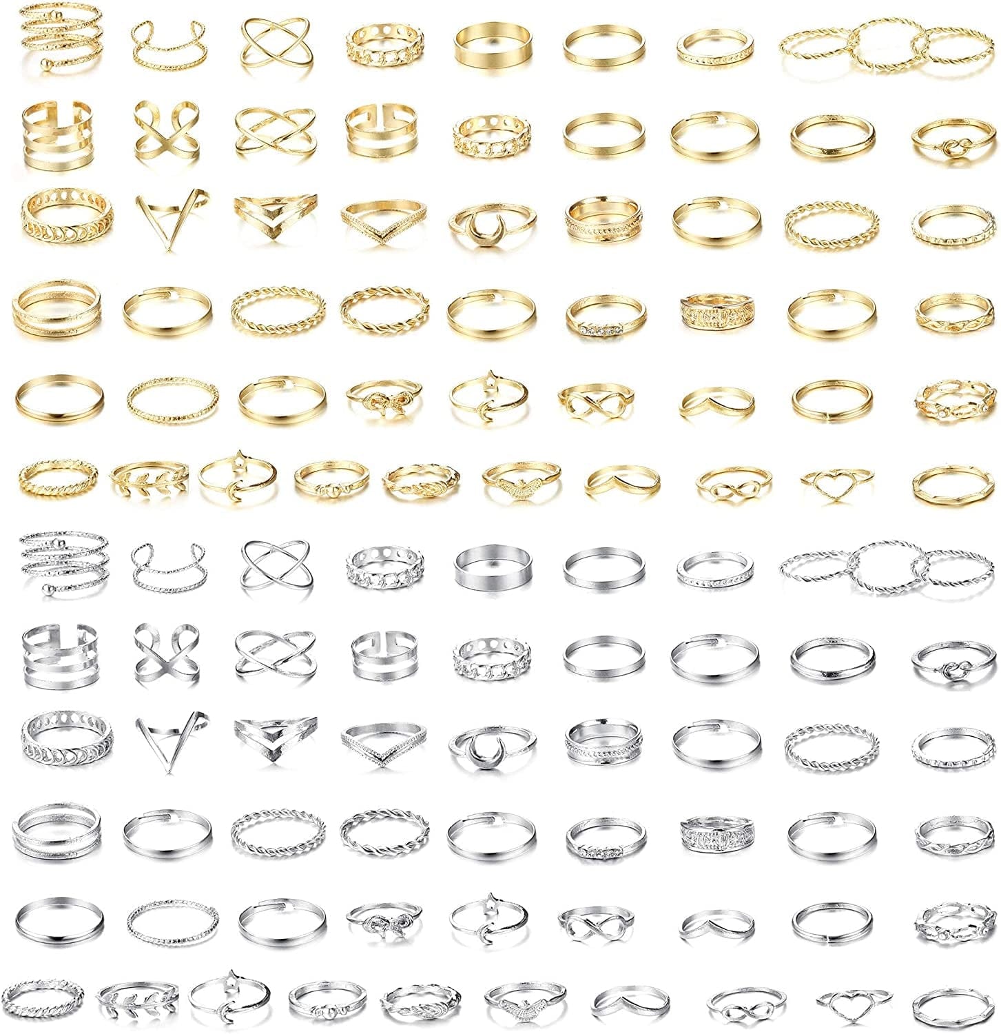 112Pcs Simple Knuckle Midi Ring Sets Vintage Bohemian Hollow Silver&Gold Finger Stackable Rings for Women Rings Jewelry Gifts women rings