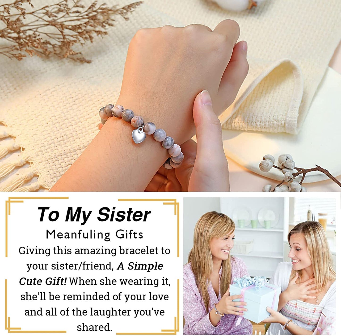UNGENT THEM Sister/Sister in Law/Unbiological Sister/Big Sister/Best Friend/Friendship Bracelets for Women Birthday Christmas Valentine'S Day Gifts Apparel & Accessories > Jewelry > Bracelets UNGENT THEM