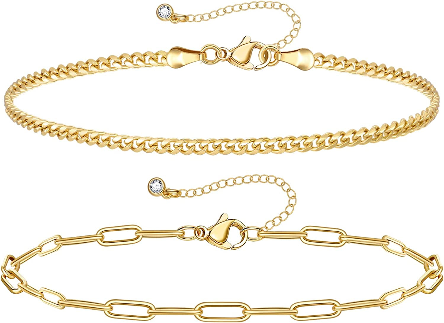Kissyan Gold Layered Ankle Bracelets for Women, Dainty 14K Gold Plated Layering Anklets Set Adjustable Fashion Cuban Link Snake Tennis Chain Ankles Summer Beach Foot Jewelry Gifts for Women Girls Apparel & Accessories > Jewelry > Anklets KissYan I-Gold