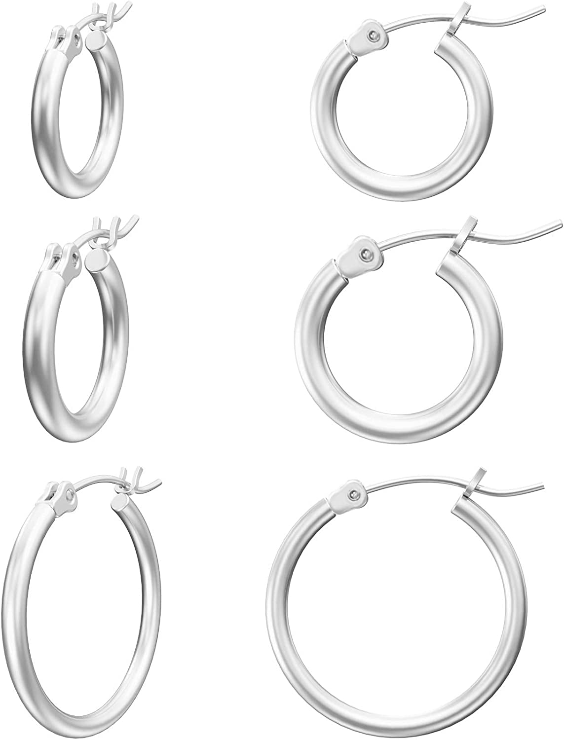 Gacimy Gold Hoop Earrings for Women 14K Real Gold Plated Hoops with 925 Sterling Silver Post Apparel & Accessories > Jewelry > Earrings Gacimy Silver 14-16-20mm