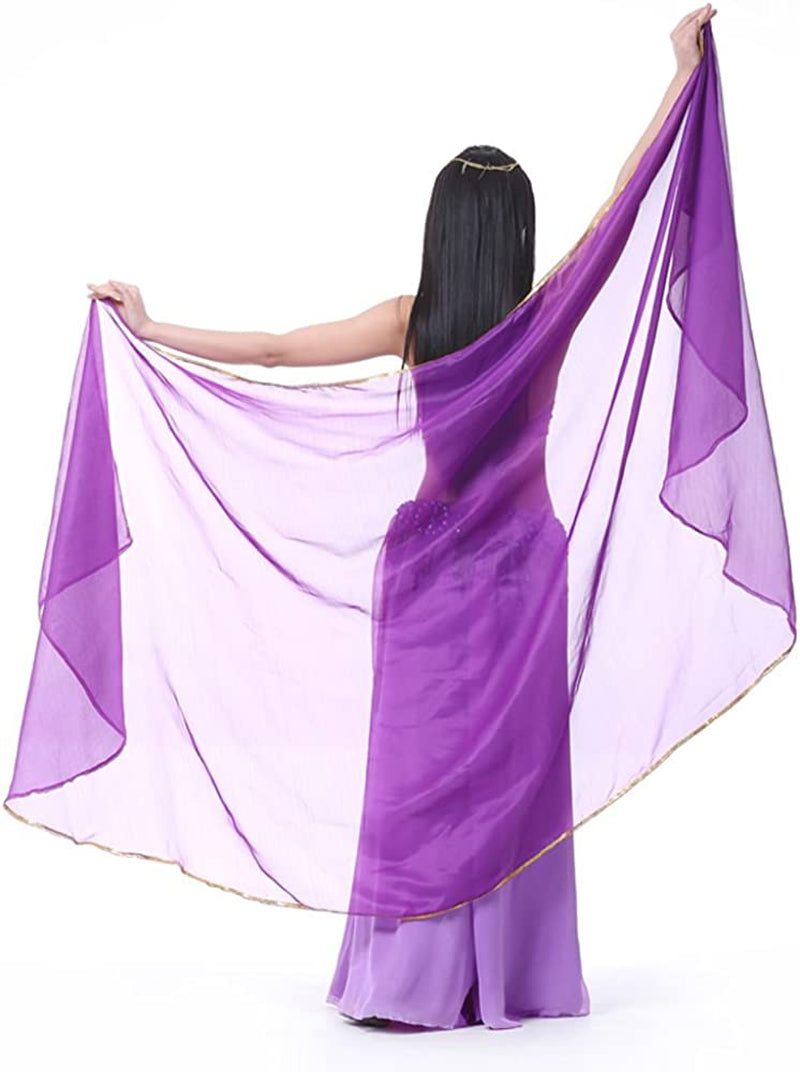 Lightweight Semicircle Chiffon Hand Scarf Belly Dance Costume Outfit Hip Scarf Sequin Trim Shawls Veils Apparel & Accessories > Clothing Accessories > Scarves & Shawls SHOWYOU Dark Purple