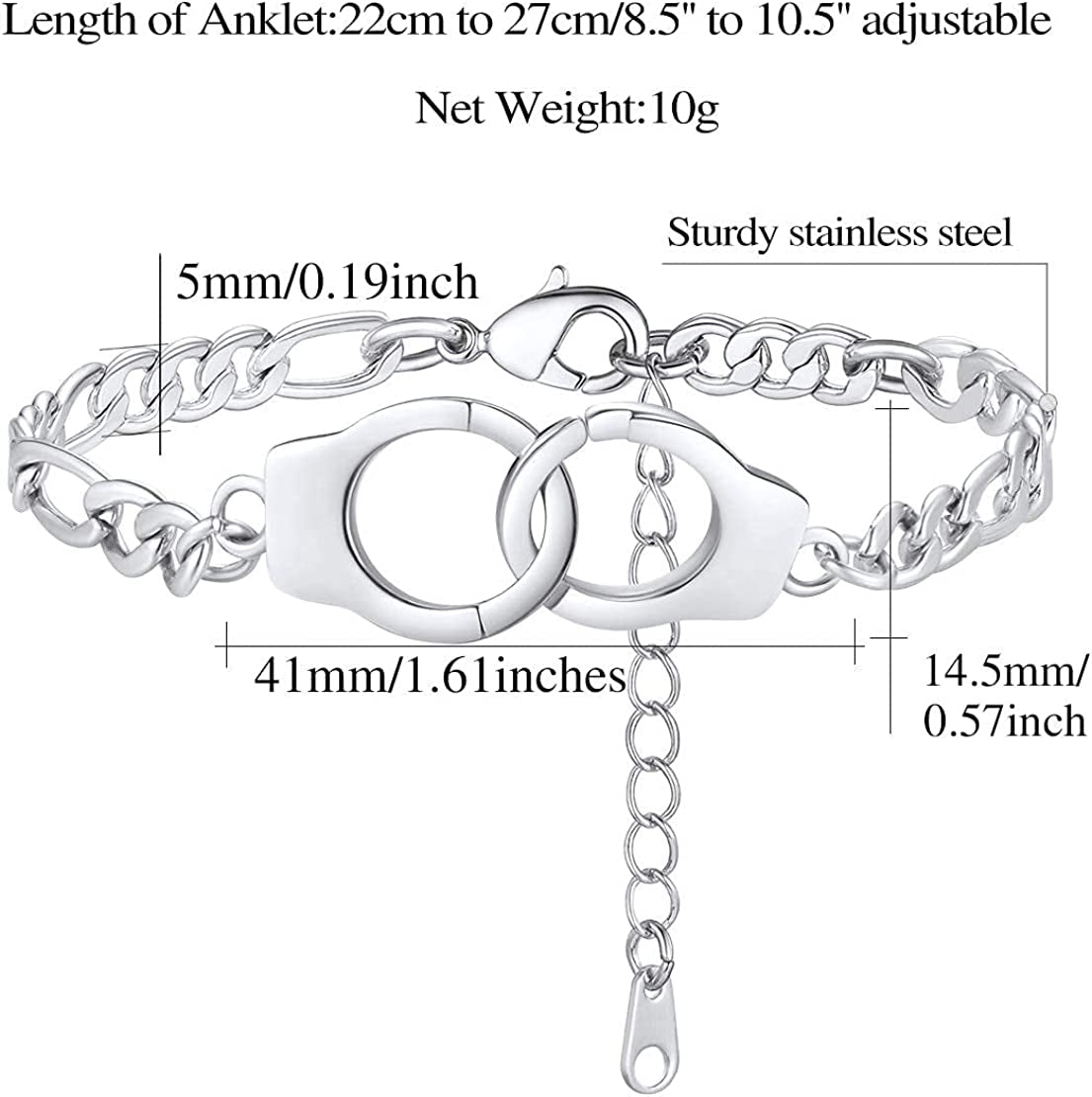 Findchic Handcuff Ankle Bracelets for Women Stainless Steel/18K Gold Plated Ankle Chain Punk Jewelry Apparel & Accessories > Jewelry > Anklets FindChic