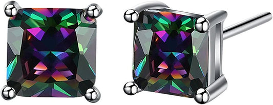 Buycitky 18K White Gold Plated Multicolor Black Cubic Zirconia Stud Earrings for Women Teen Girls Jewelry Apparel & Accessories > Jewelry > Earrings Buycitky