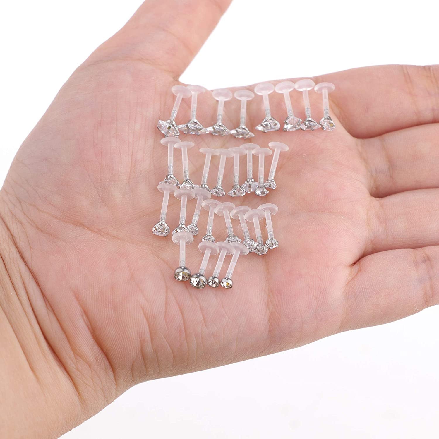 Jstyle 14Pairs 16G Forward Helix Cartilage Tragus Earring Studs Internal Threaded Labret Lip Monroe Ring 8MM Barbell Body Piercing Jewelry Apparel & Accessories > Jewelry > Body Jewelry Jstyle