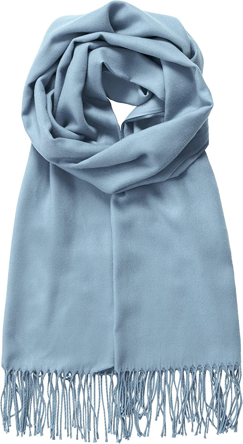 Made by Johnny Unisex Large Lightweight Soft Silky Real Cashmere Shawl Wrap Scarf Apparel & Accessories > Clothing Accessories > Scarves & Shawls Made By Johnny Wsk2091_ash_blue One_Size