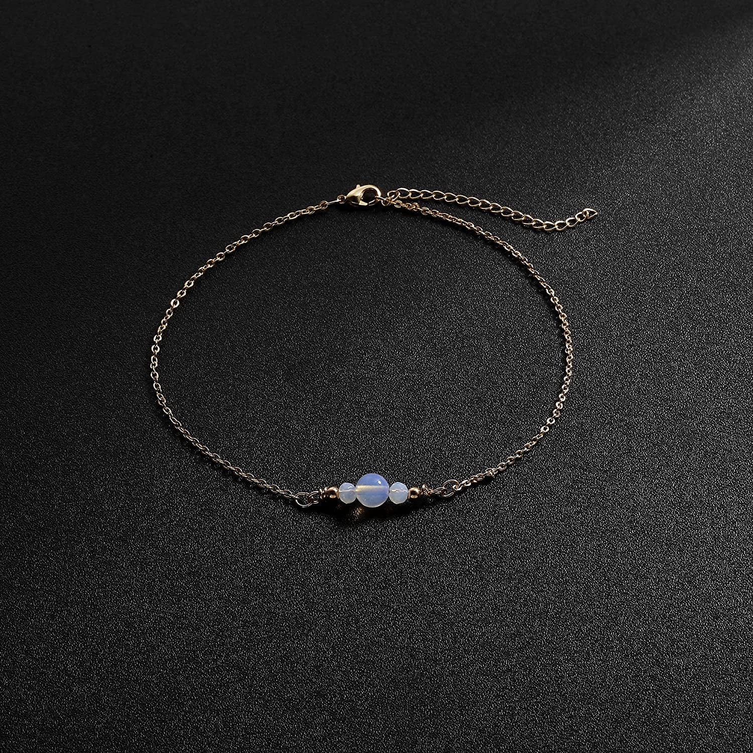 Kyerlyn Dainty Simple Chain Anklet for Women 18K Gold/Silver Plated Summer Beach Beaded Evil Eye Moon Figaro Butterfly Satellite Cuban Pearl Flat Marina Anklet Gift Apparel & Accessories > Jewelry > Anklets Kyerlyn