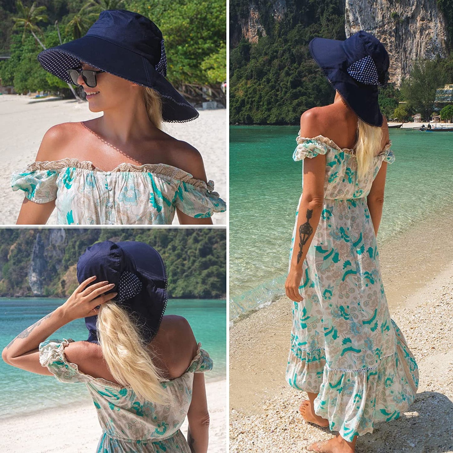 Siggi Summer Pony Tail Flap Cap UPF 50+ Cotton Sun Hat with Ponytail Hole Neck Cover Cord for Women 55-61Cm Apparel & Accessories > Clothing Accessories > Hats Comhats
