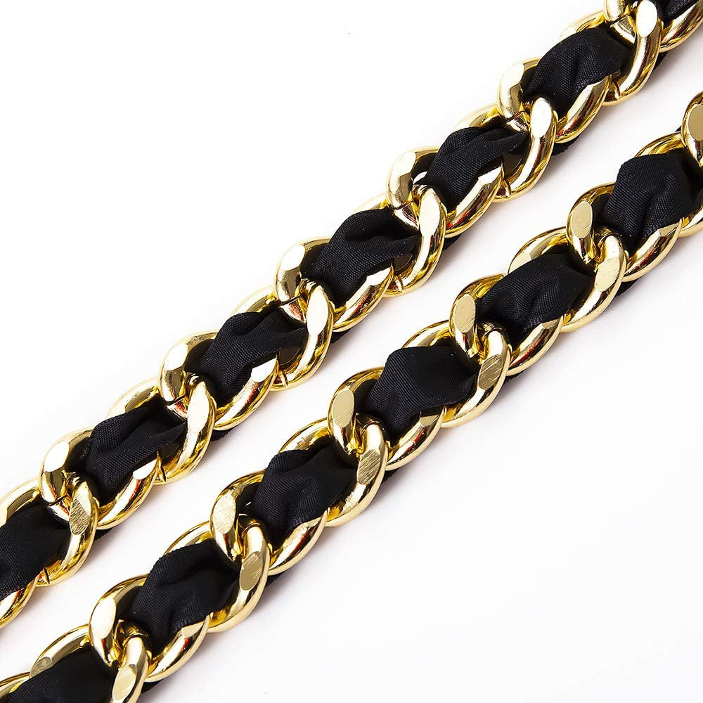 Jurxy Alloy Waist Chain Body Chain Weave Rope Winding Twist Chain for Women Waist Belt Pendant Belly Chain Adjustable Body Harness for Jeans Dresses - S Size – Black and Gold Apparel & Accessories > Jewelry > Body Jewelry Jurxy