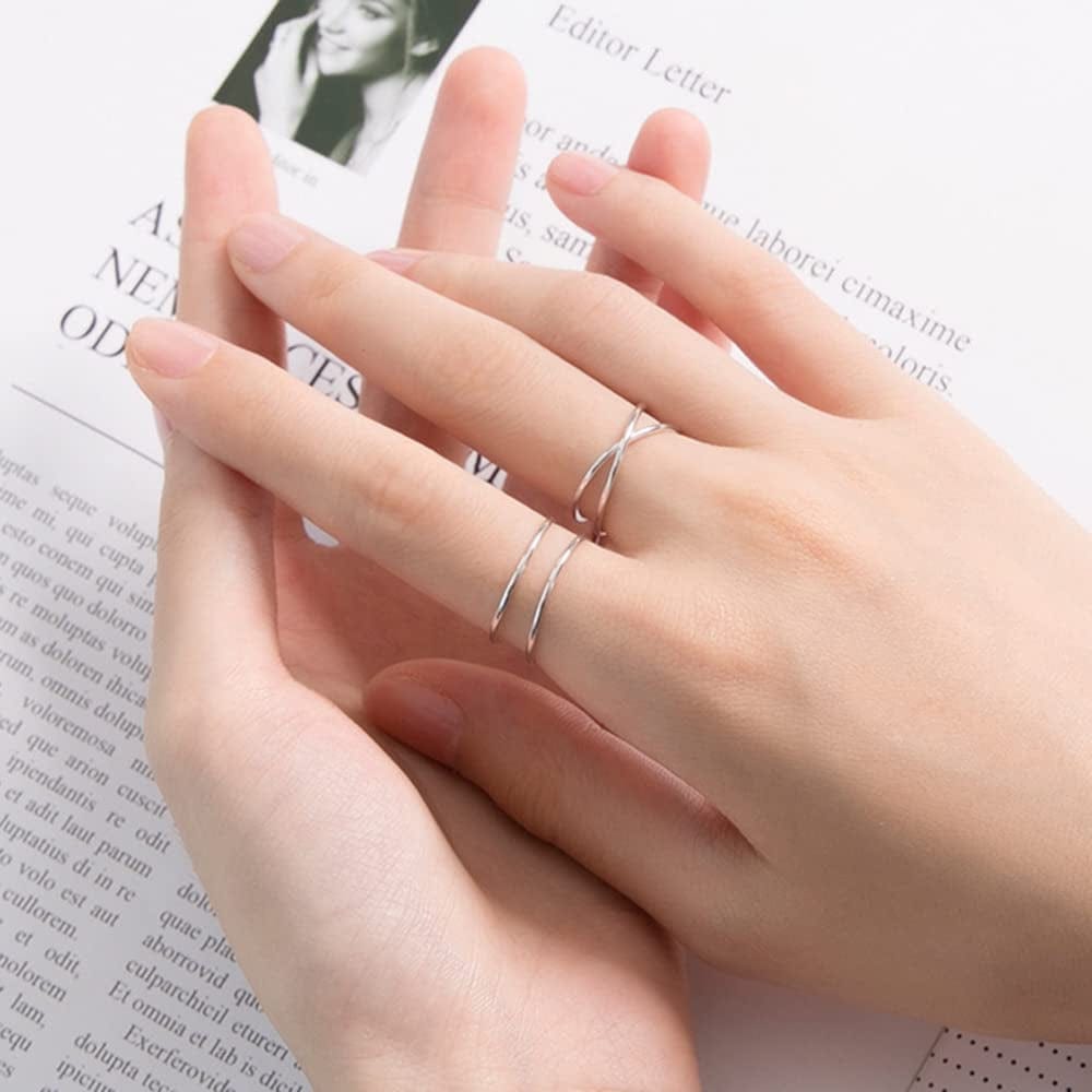 11PCS Adjustable Rings for Women,14K Gold Silver Knuckle Rings Set Stackable Finger Rings Pack Open Ring Set for Women Teen Girls