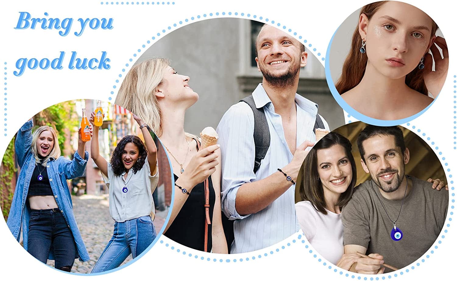 11Pcs Evil Eye Necklace Pendant for Women Men Leather Rope Evil Eye Earrings Protection Bracelet Jewelry Set Evil Eye Charms