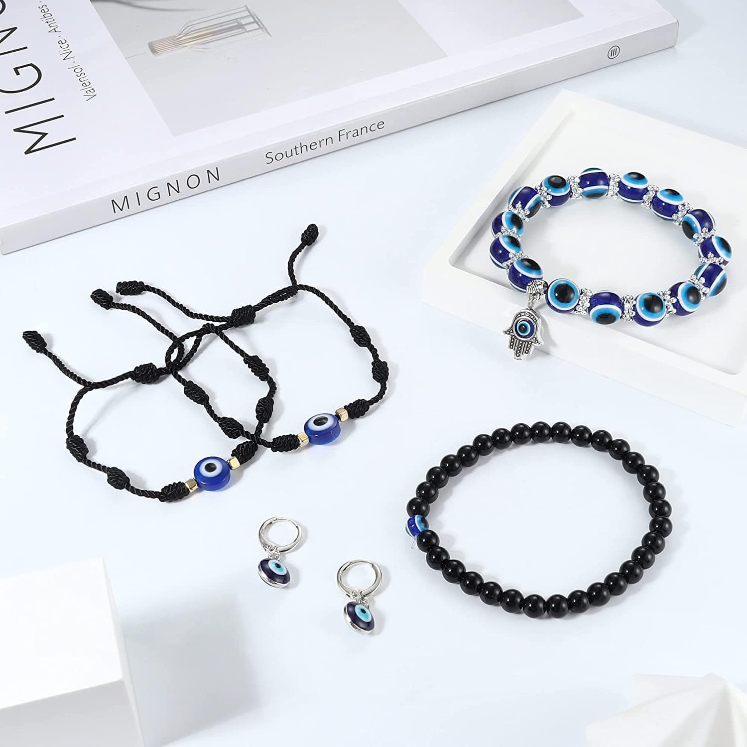 11Pcs Evil Eye Necklace Pendant for Women Men Leather Rope Evil Eye Earrings Protection Bracelet Jewelry Set Evil Eye Charms