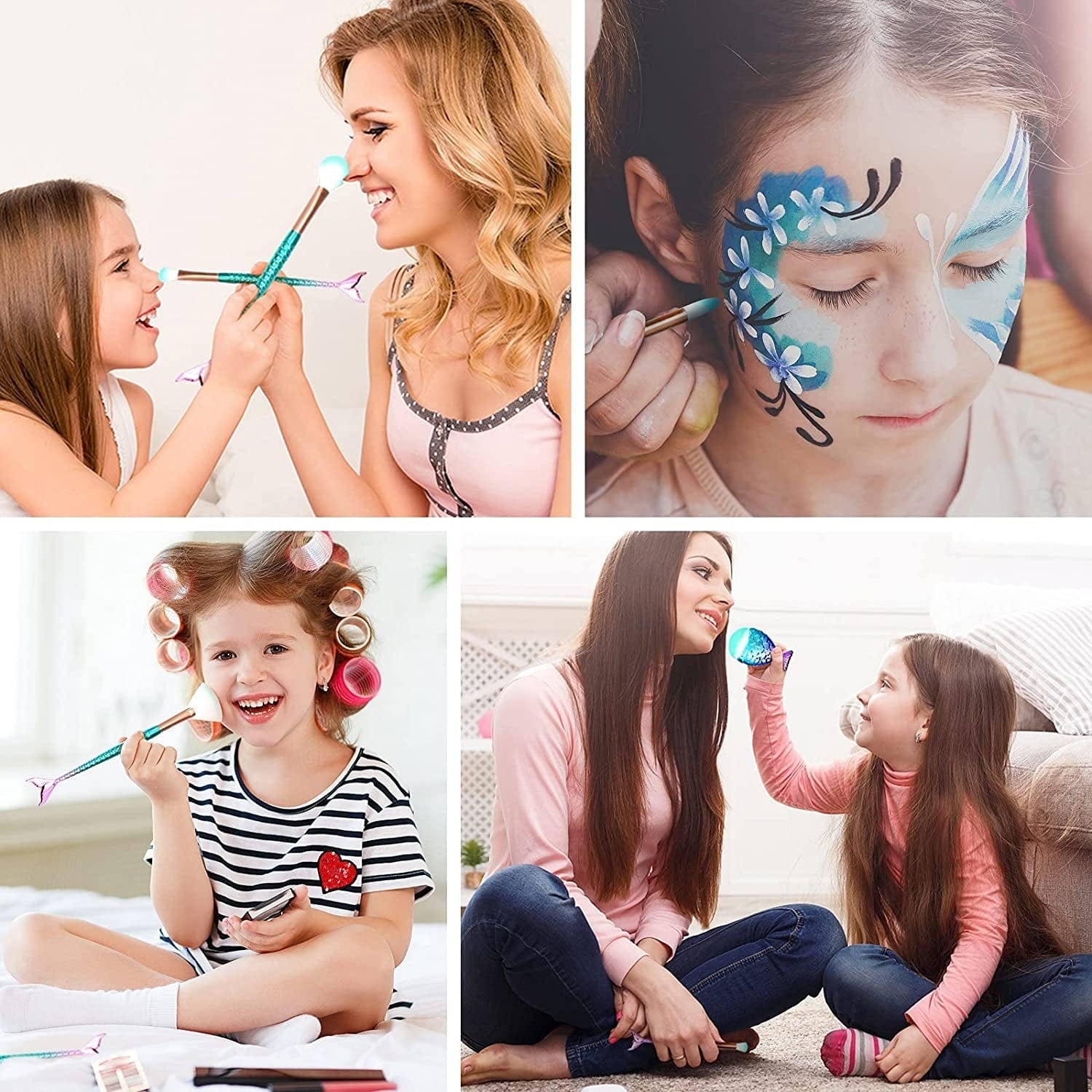 11PCS Makeup Brushes Set with Colorful Fish Tail Handle, Foundation Eyebrow Eyeliner Blush Cosmetic Concealer Brushes Women Girl Cute Make up Tool Set Health & Beauty > Personal Care > Cosmetics > Cosmetic Tools > Makeup Tools HOFASON