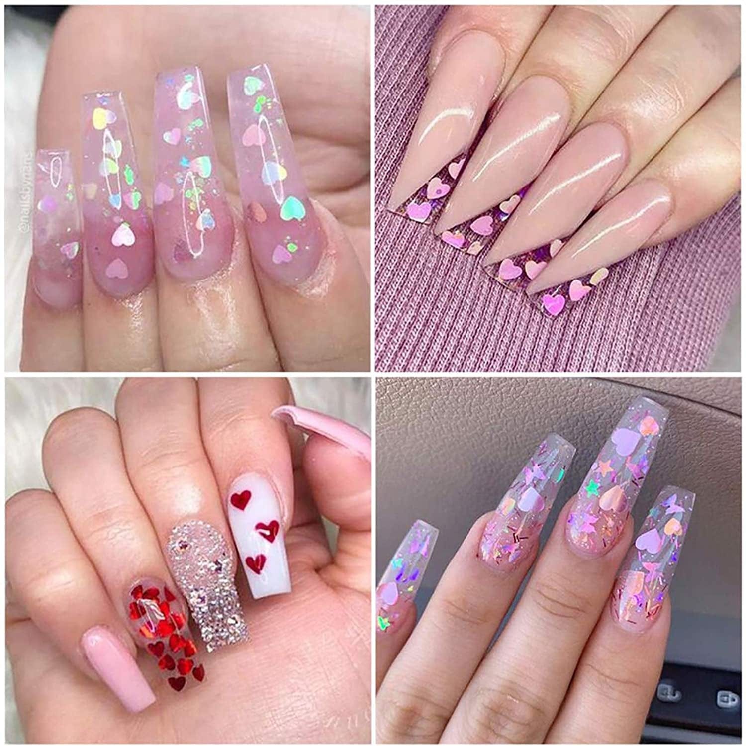 12 Colors 3D Heart Nail Art Glitters Stickers Colorful Love Hearts Nail Sequins Holographic Laser Sparkle Nail Flakes Shiny Charms Design for Acrylic Nail Supplies Nail Decors Tools Health & Beauty > Personal Care > Cosmetics > Cosmetic Tools > Nail Tools Flyouthe