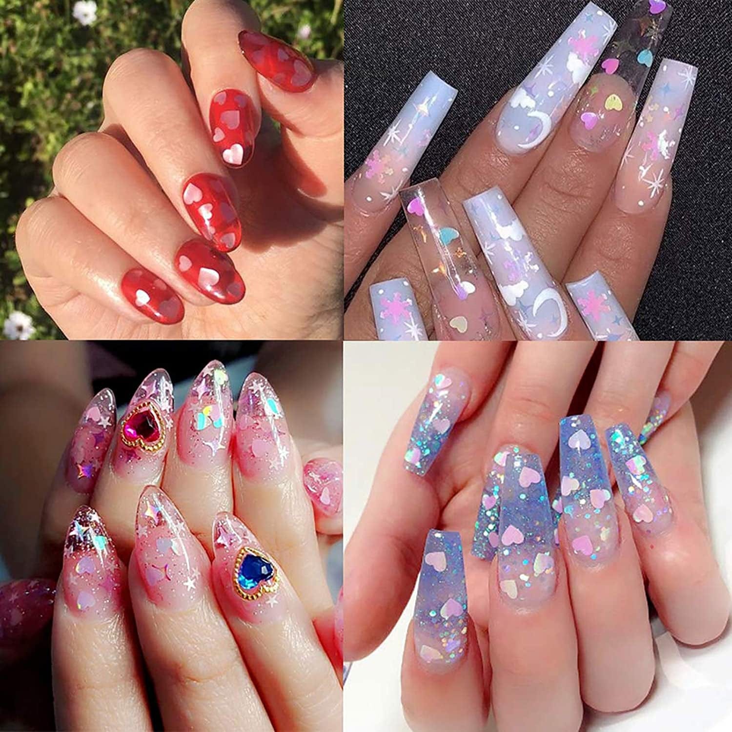 12 Colors 3D Heart Nail Art Glitters Stickers Colorful Love Hearts Nail Sequins Holographic Laser Sparkle Nail Flakes Shiny Charms Design for Acrylic Nail Supplies Nail Decors Tools Health & Beauty > Personal Care > Cosmetics > Cosmetic Tools > Nail Tools Flyouthe