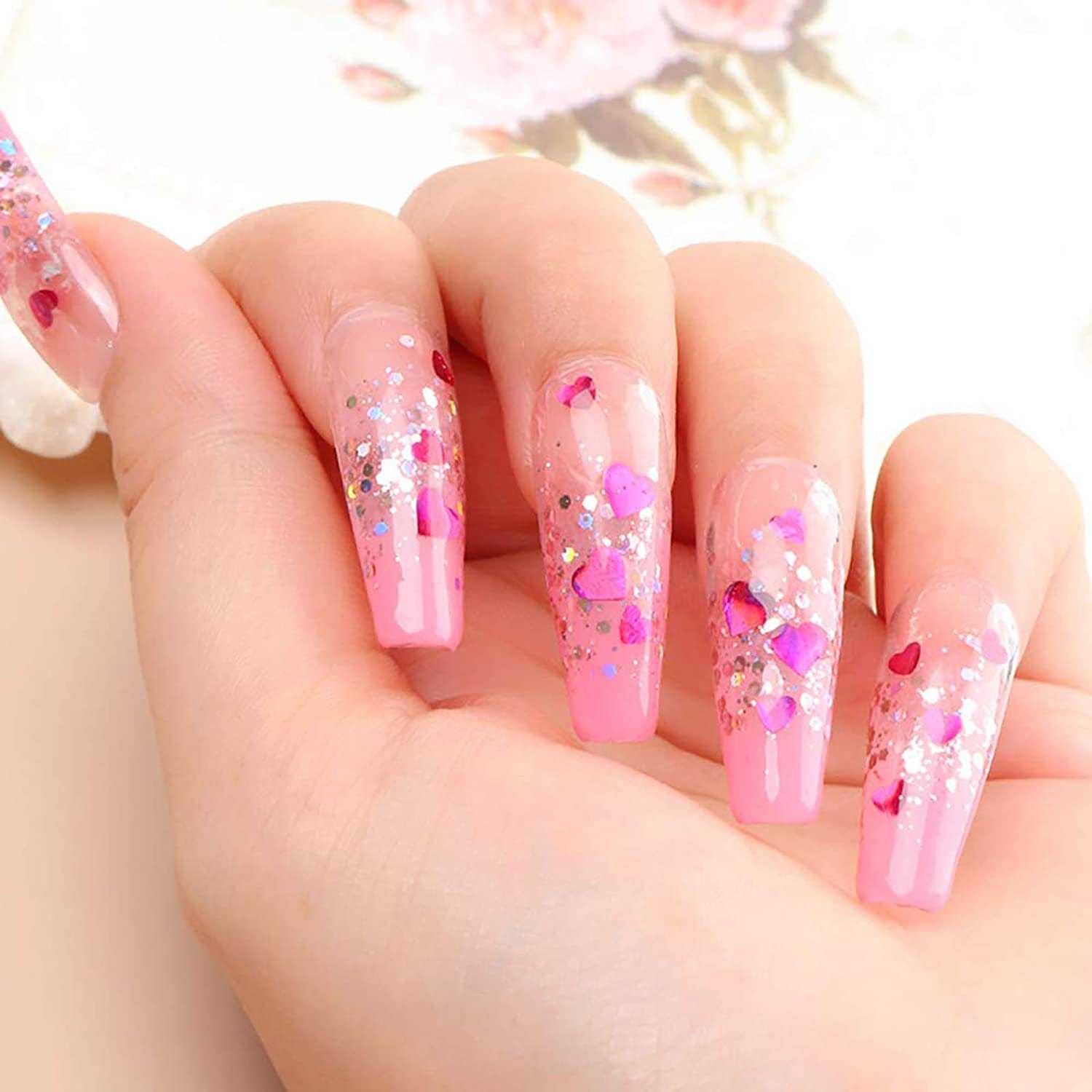 12 Colors 3D Heart Nail Art Glitters Stickers Colorful Love Hearts Nail Sequins Holographic Laser Sparkle Nail Flakes Shiny Charms Design for Acrylic Nail Supplies Nail Decors Tools Health & Beauty > Personal Care > Cosmetics > Cosmetic Tools > Nail Tools Flyouthe