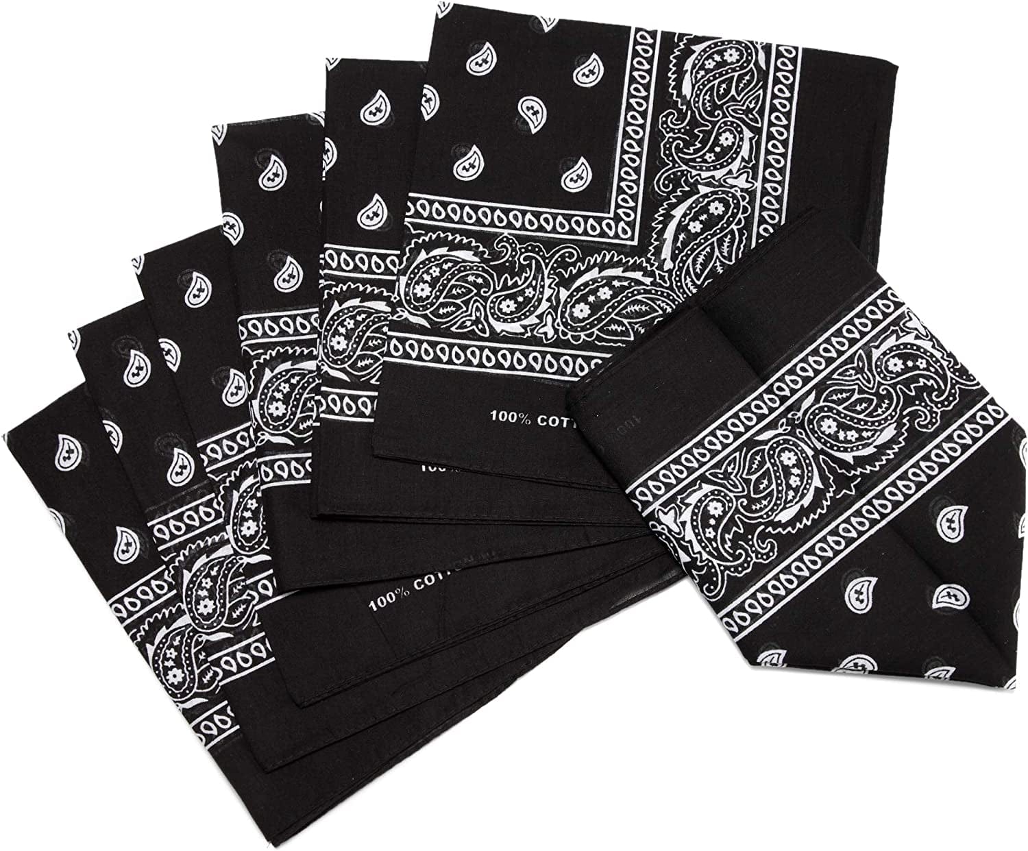 12-Pack Bandana Head & Face Wrap - Washable, Reusable, Unisex, 100% Cotton Apparel & Accessories > Clothing Accessories > Bandanas & Headties Daisy Rose Black