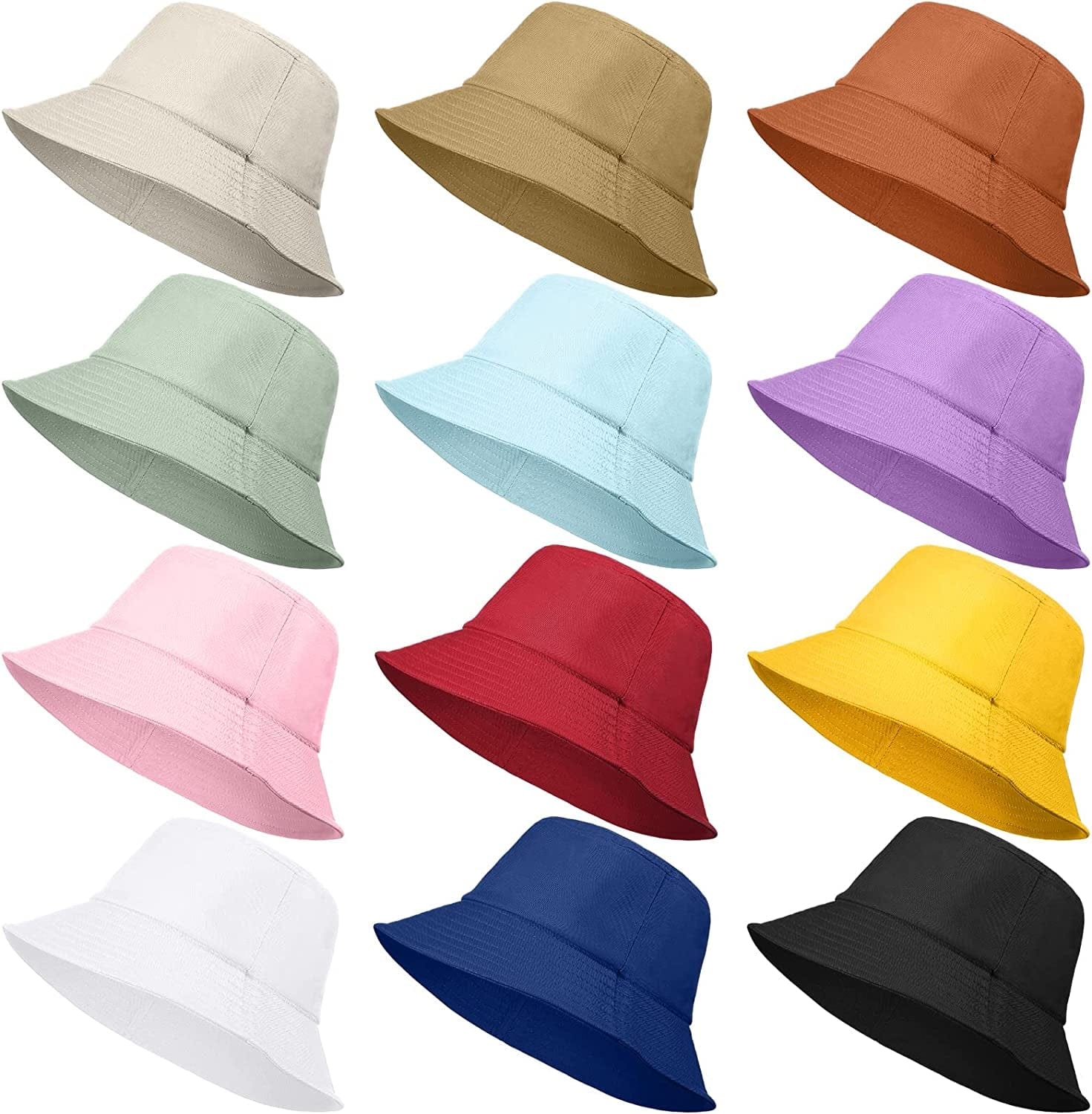 12 Pack Bucket Hat Bulk for Women Men Multicolor Sun Hat Packable Fishing Hats Travel Hat Summer Bucket Hat Apparel & Accessories > Clothing Accessories > Hats Jiuguva