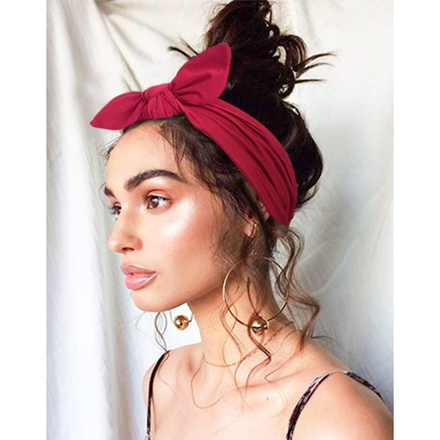 12 Pack Headbands for Women Non Slip Hair Bands with Bows Rabbit Ears Workout Running Sport Sweat Elastic Hair Wrap for Girls Hair Accessories Apparel & Accessories > Clothing Accessories > Bandanas & Headties Jesries