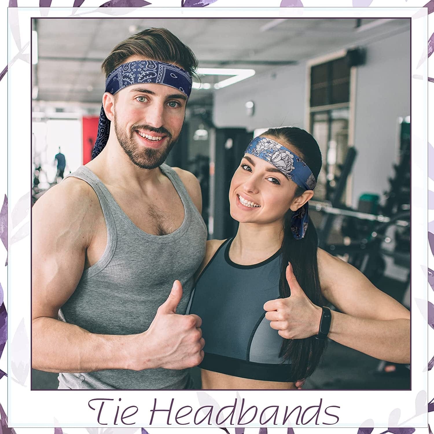 12 Packs Tie on Headband for Women Men Elastic Athletic Bandana Adjustable Sport Hair Bands Non Slip Yoga Workout Sweatbands Sweat Wicking Head Tie Long Bandana Headwrap Running Head Band for Tennis Apparel & Accessories > Clothing Accessories > Bandanas & Headties Zhanmai