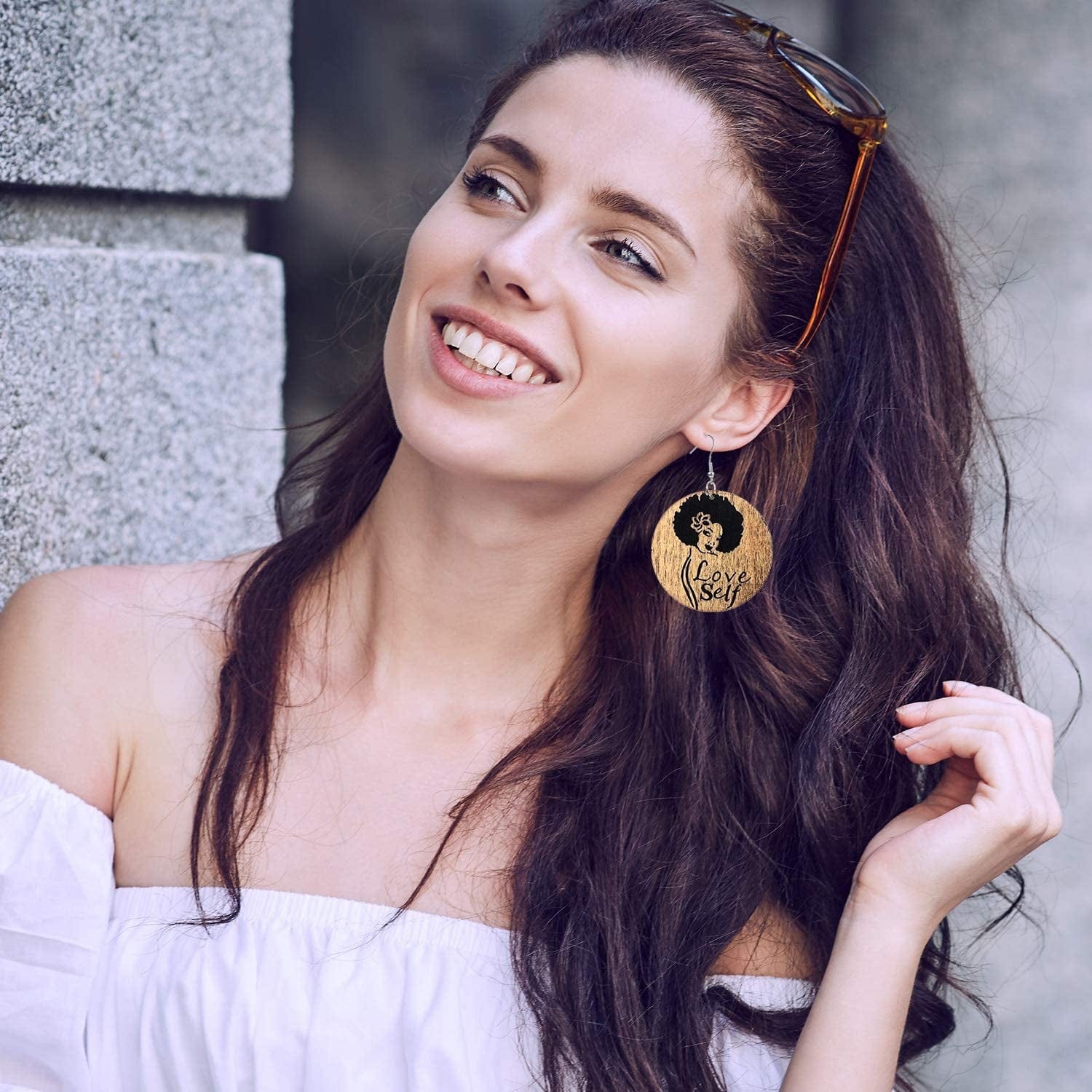 12 Pairs African Map Women Earrings round Natural Wooden Painted Earrings Ethnic Style Dangle Earring (African Themed Patterns) Apparel & Accessories > Jewelry > Earrings Hicarer