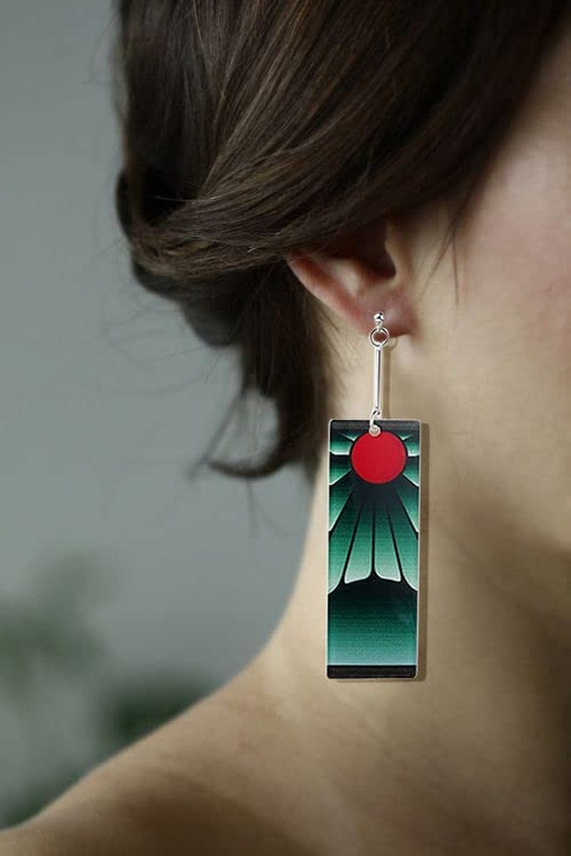 12 Pairs Women'S Tanjiro Earrings Anime Demon Slayer Earrings Cosplay Fashion Double-Sided Acrylic Alloy Resin Earrings