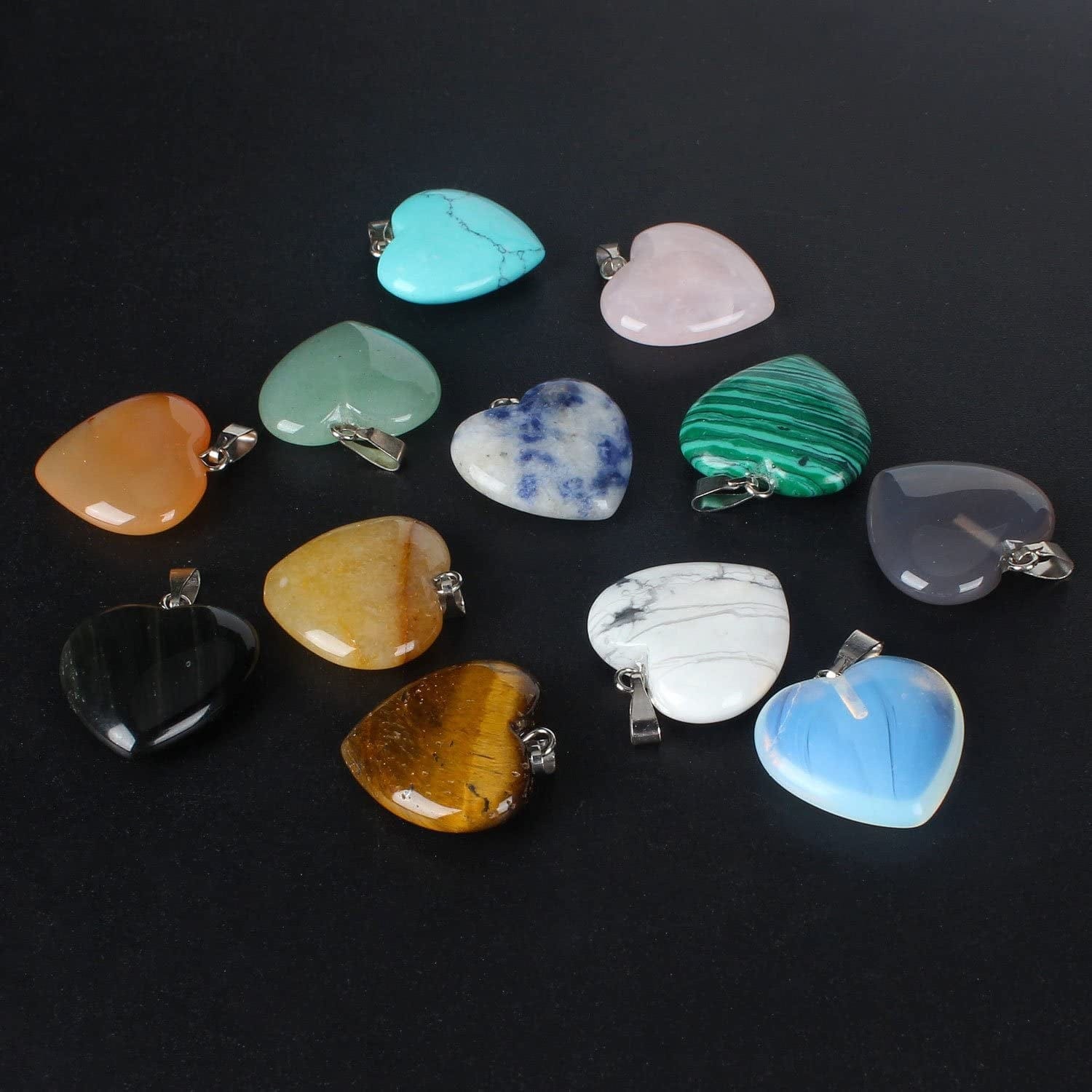12 PCS Assorted Healing Crystal Stone Charms Pendants for Necklaces Chakra Reiki Bulk for Jewelry Making Healing Quartz Stones