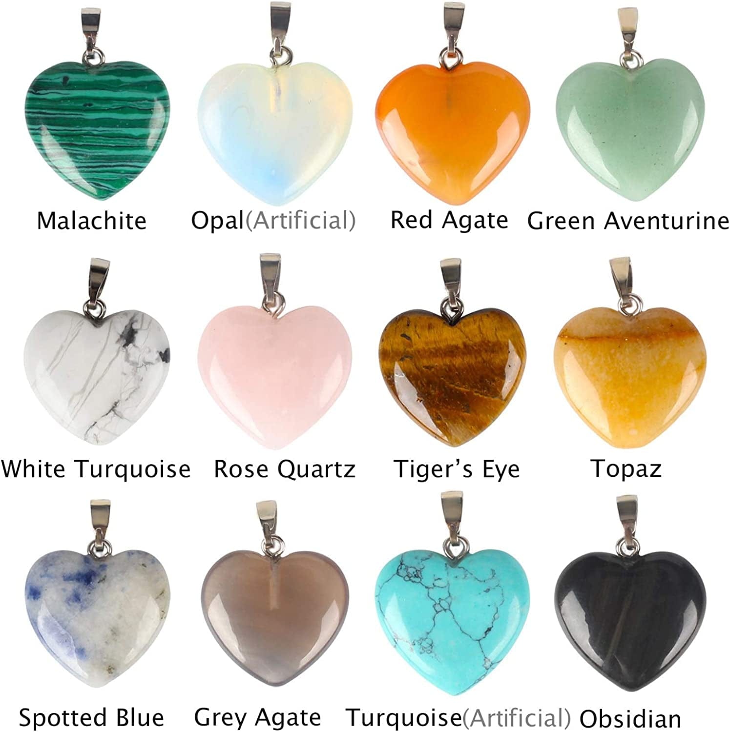 12 PCS Assorted Healing Crystal Stone Charms Pendants for Necklaces Chakra Reiki Bulk for Jewelry Making Healing Quartz Stones