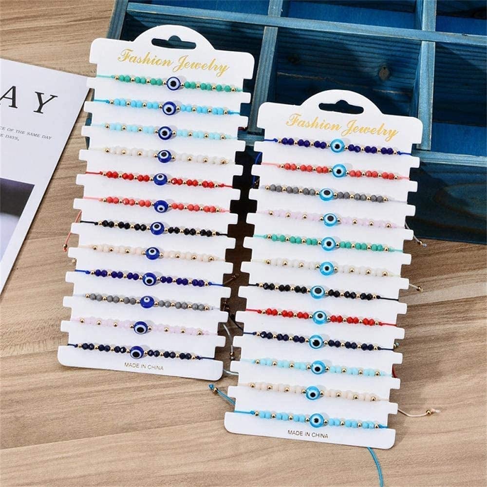 12 Pcs Colorful Evil Eye Beaded Bracelets Hamsa Handmade Braided String Turkish Nazar Amulet Cord Thread Bracelet Anklet Good Luck Blue Lucky Eye Mal De Ojo Jewelry for Protection Apparel & Accessories > Jewelry > Anklets KYLIE MAX