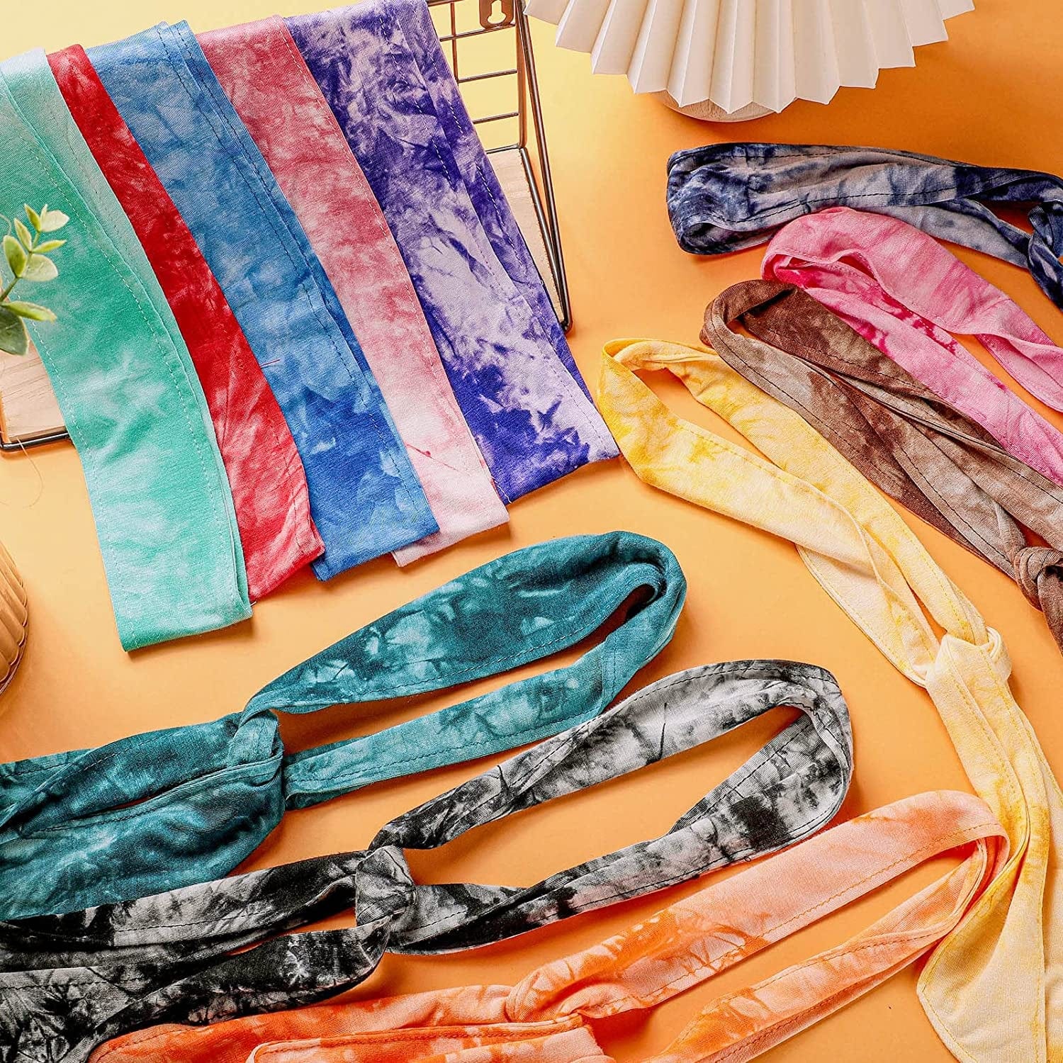 12 Pcs Dye Tie Headbands Adjustable Tie on Headband Elastic Sweat Sports Bandana Non Slip Sports Head Ties for Women Athletic Hair Head Band for Men Running Yoga Soccer Workout Accessories, 12 Colors Apparel & Accessories > Clothing Accessories > Bandanas & Headties Civaner