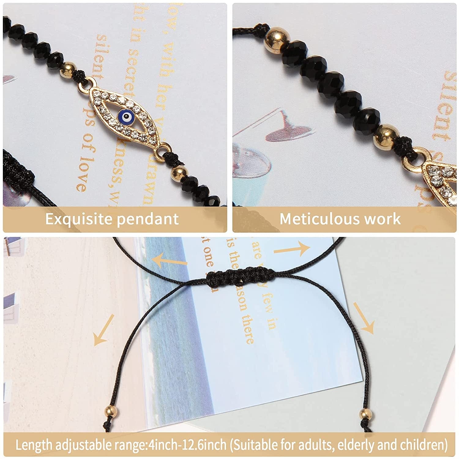 12 Pcs Evil Eye Bracelets Protection Bracelet Mexican Bracelets Mal De Ojo Bracelets Evil Eye Jewelry Hamsa Bracelet Evil Eye Anklet Gold Evil Eye Bracelet for Women Girls Boys Apparel & Accessories > Jewelry > Bracelets DOOBO