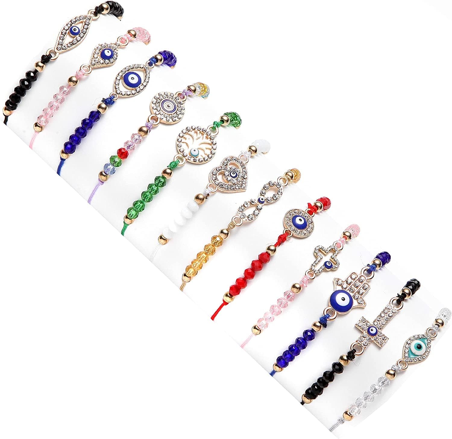 12 Pcs Evil Eye Bracelets Protection Bracelet Mexican Bracelets Mal De Ojo Bracelets Evil Eye Jewelry Hamsa Bracelet Evil Eye Anklet Gold Evil Eye Bracelet for Women Girls Boys Apparel & Accessories > Jewelry > Bracelets DOOBO
