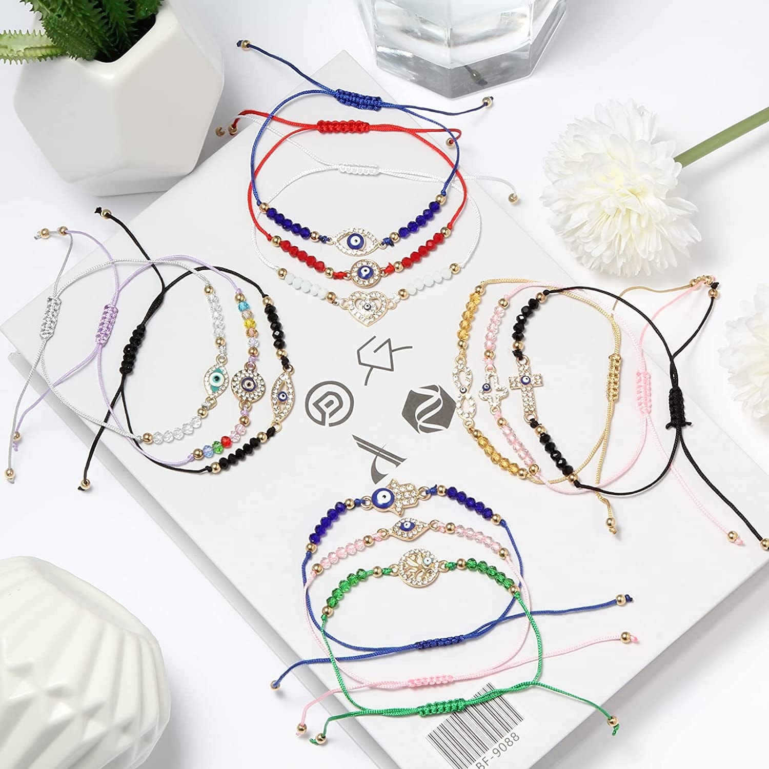 12 Pcs Evil Eye Bracelets Protection Bracelet Mexican Bracelets Mal De Ojo Bracelets Evil Eye Jewelry Hamsa Bracelet Evil Eye Anklet Gold Evil Eye Bracelet for Women Girls Boys Apparel & Accessories > Jewelry > Bracelets DOOBO