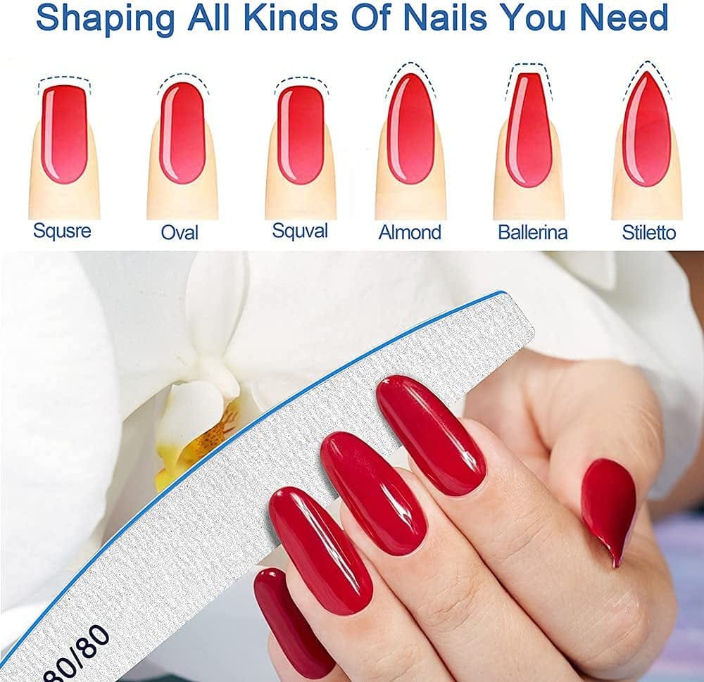 12 PCS Nail Files for Acrylic Nails, 80/80 Grit Nail File for Poly Nail Extension Gel Emery Boards Nail Files Doubled Sides Coarse Washable Nail File Manicure Tools for Home and Salon Use Health & Beauty > Personal Care > Cosmetics > Cosmetic Tools > Nail Tools BLESWIN