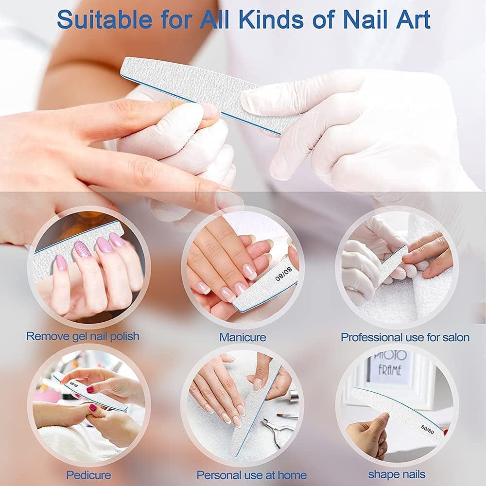 12 PCS Nail Files for Acrylic Nails, 80/80 Grit Nail File for Poly Nail Extension Gel Emery Boards Nail Files Doubled Sides Coarse Washable Nail File Manicure Tools for Home and Salon Use Health & Beauty > Personal Care > Cosmetics > Cosmetic Tools > Nail Tools BLESWIN