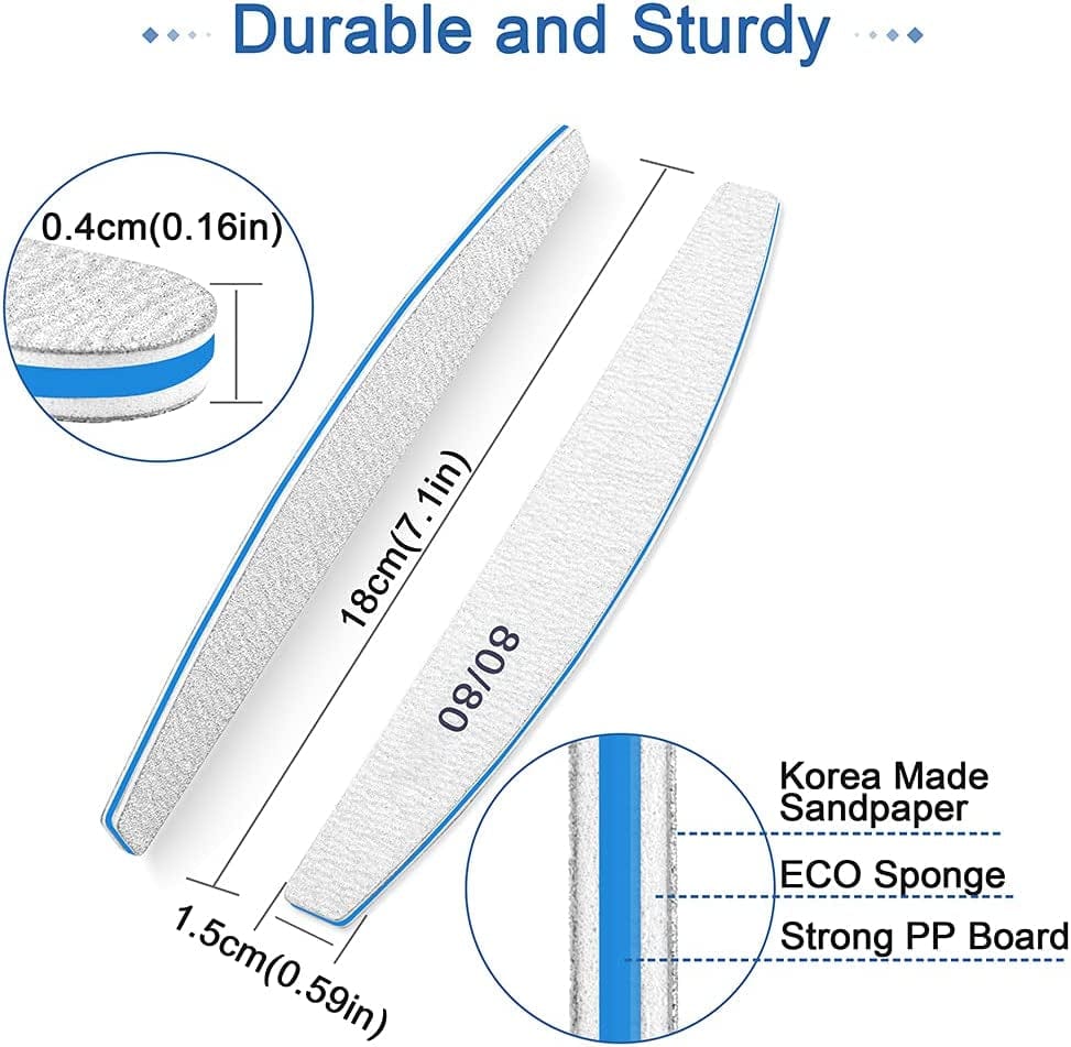 12 PCS Nail Files for Acrylic Nails, 80/80 Grit Nail File for Poly Nail Extension Gel Emery Boards Nail Files Doubled Sides Coarse Washable Nail File Manicure Tools for Home and Salon Use Health & Beauty > Personal Care > Cosmetics > Cosmetic Tools > Nail Tools BLESWIN