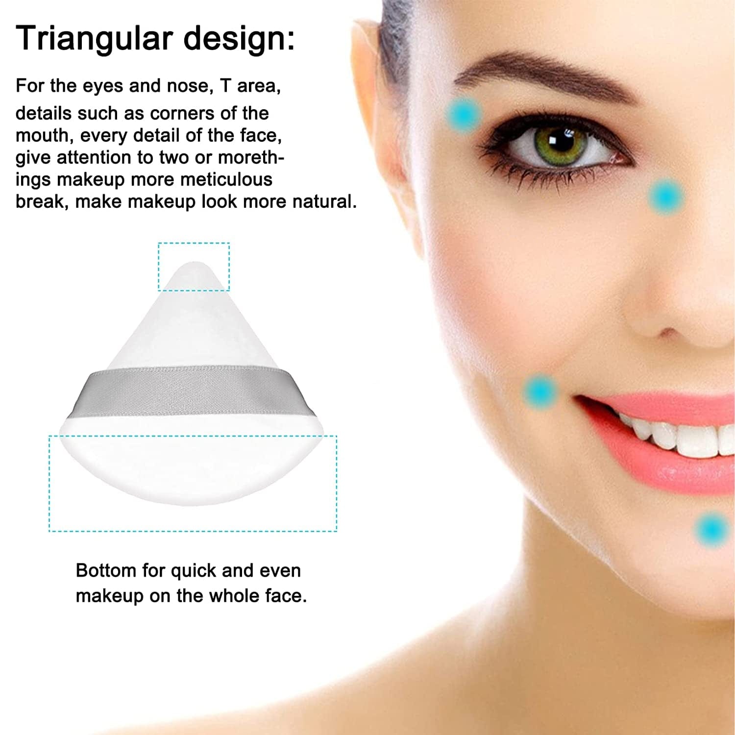 12 Pieces Cosmetic Powder Puff,2.76 Inch Portable Soft Sponge Setting Face Puffs,Triangle Velvet Powder Puff with Ribbon Band Handle for Loose Powder Body Powder Makeup Tool Health & Beauty > Personal Care > Cosmetics > Cosmetic Tools > Makeup Tools Scartink