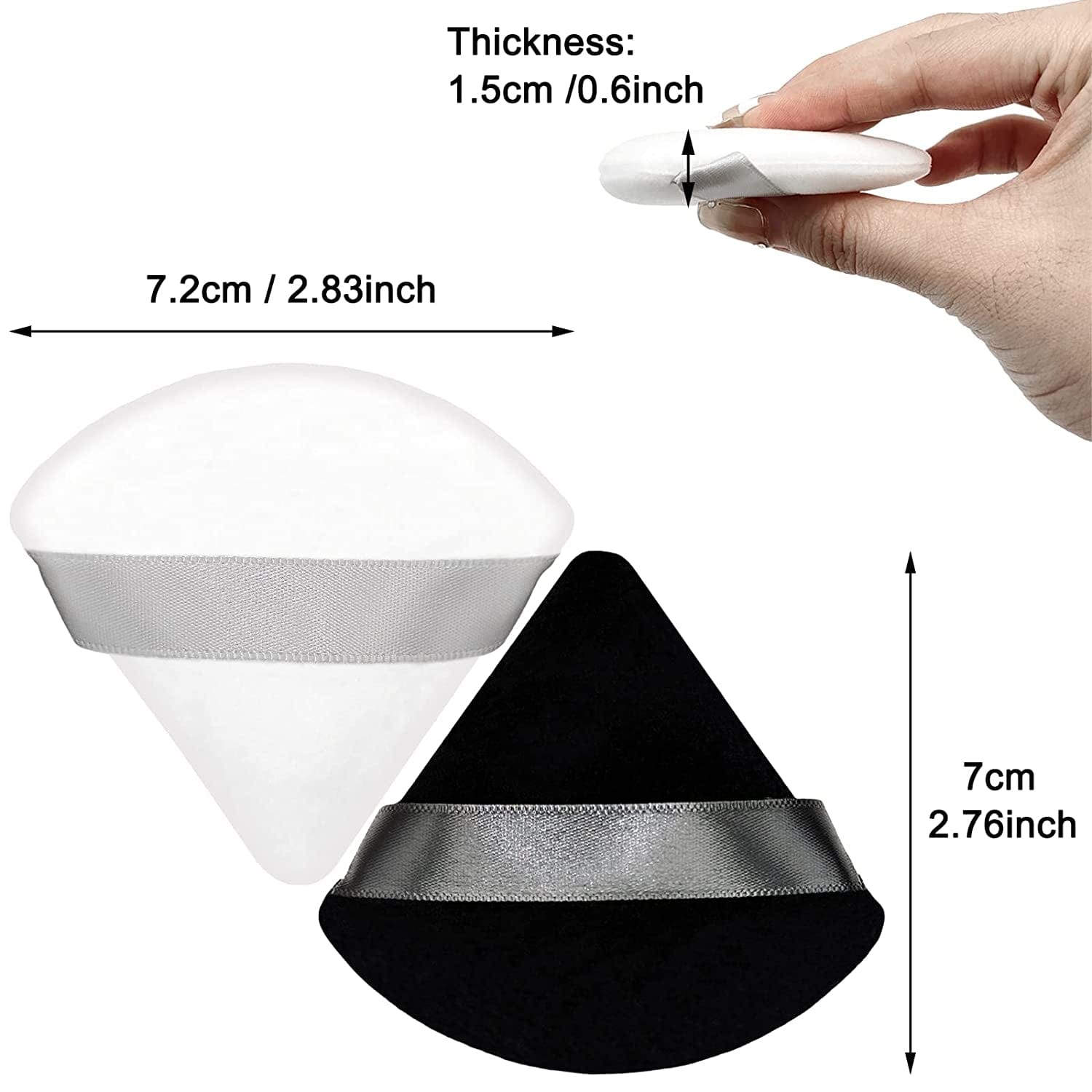 12 Pieces Cosmetic Powder Puff,2.76 Inch Portable Soft Sponge Setting Face Puffs,Triangle Velvet Powder Puff with Ribbon Band Handle for Loose Powder Body Powder Makeup Tool Health & Beauty > Personal Care > Cosmetics > Cosmetic Tools > Makeup Tools Scartink