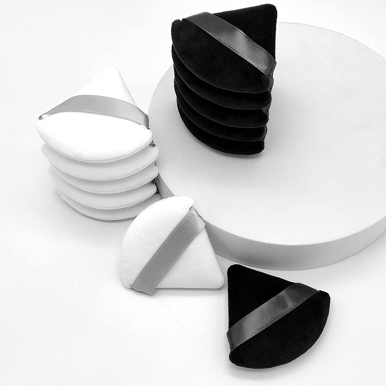 12 Pieces Cosmetic Powder Puff,2.76 Inch Portable Soft Sponge Setting Face Puffs,Triangle Velvet Powder Puff with Ribbon Band Handle for Loose Powder Body Powder Makeup Tool Health & Beauty > Personal Care > Cosmetics > Cosmetic Tools > Makeup Tools Scartink