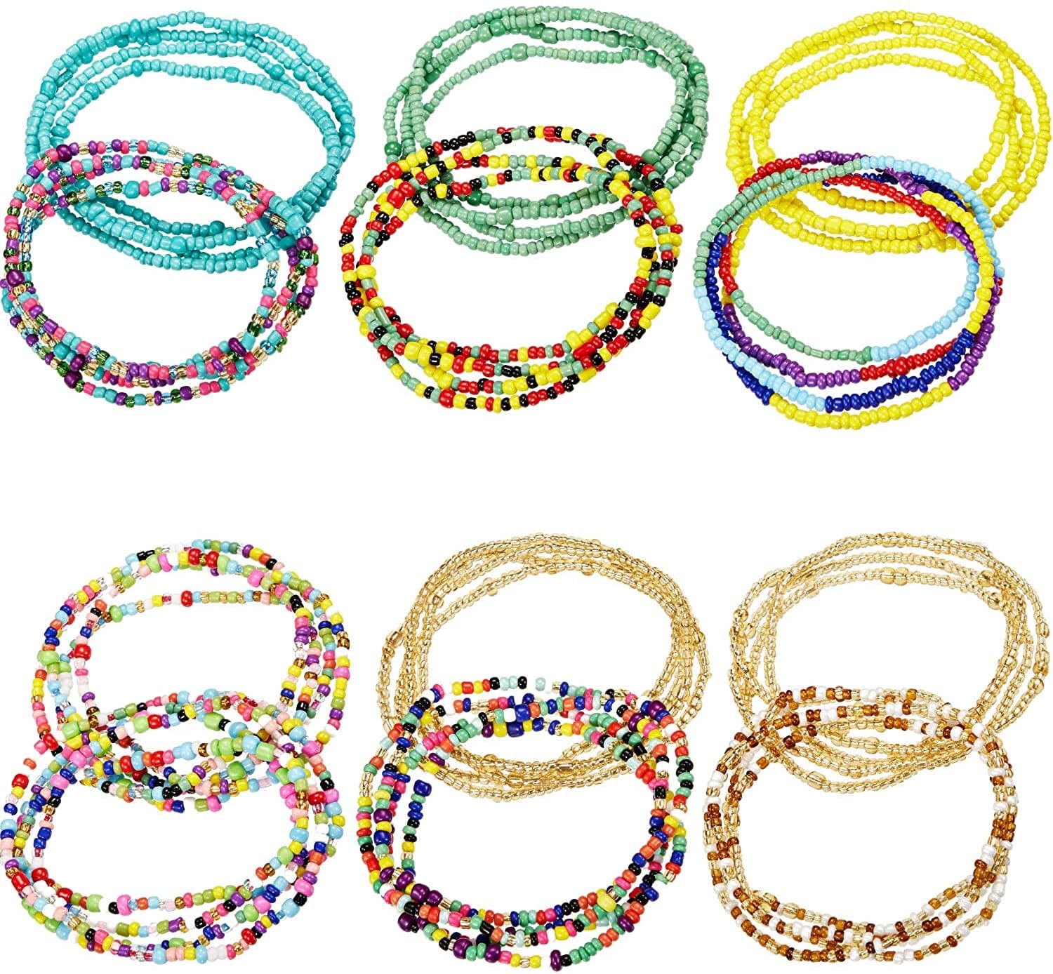 12 Pieces Elastic Waist Bead Chains Summer Body Chains Colorful Belly Beads African Bikini Jewelry Chains for Women and Girls Apparel & Accessories > Jewelry > Body Jewelry Norme
