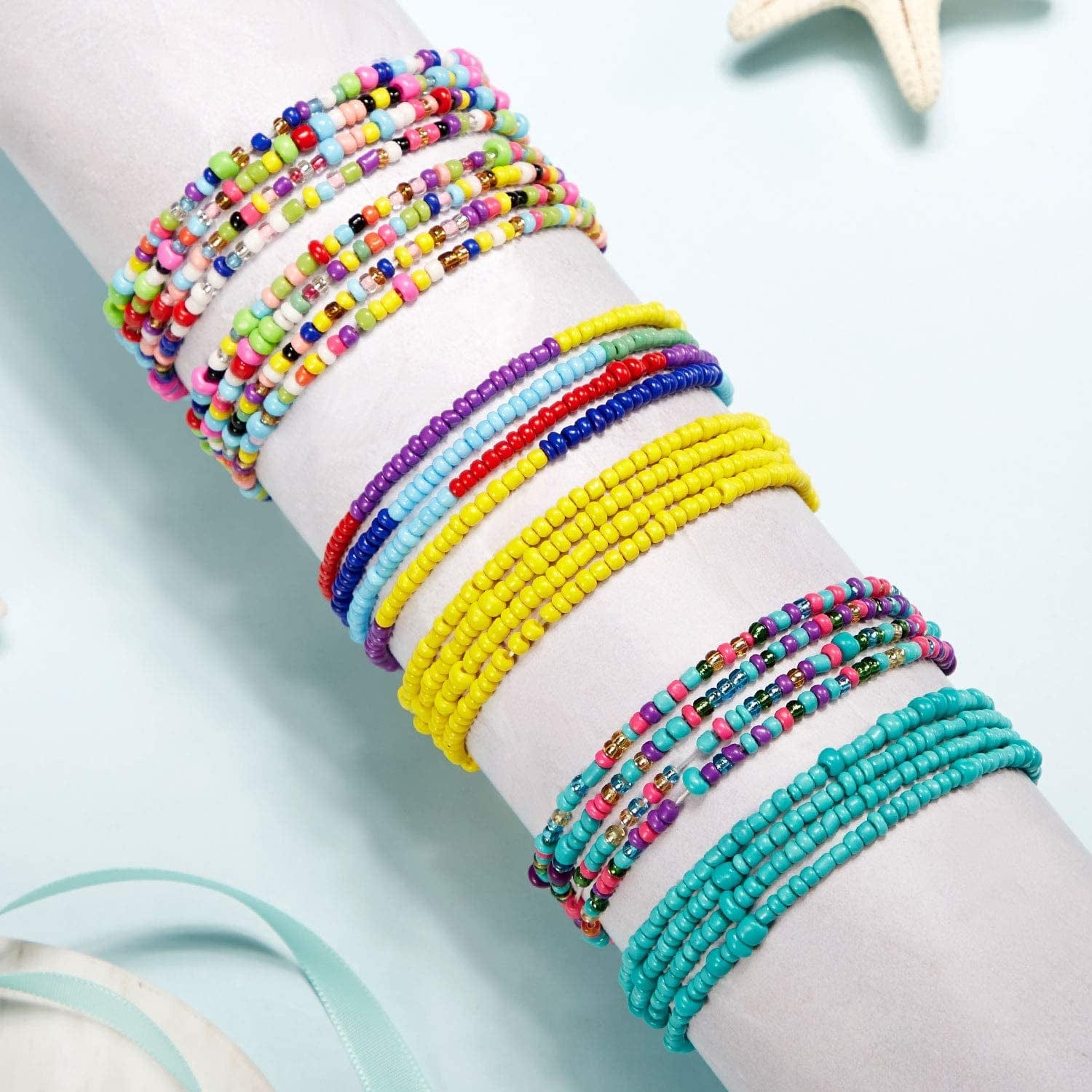 12 Pieces Elastic Waist Bead Chains Summer Body Chains Colorful Belly Beads African Bikini Jewelry Chains for Women and Girls Apparel & Accessories > Jewelry > Body Jewelry Norme