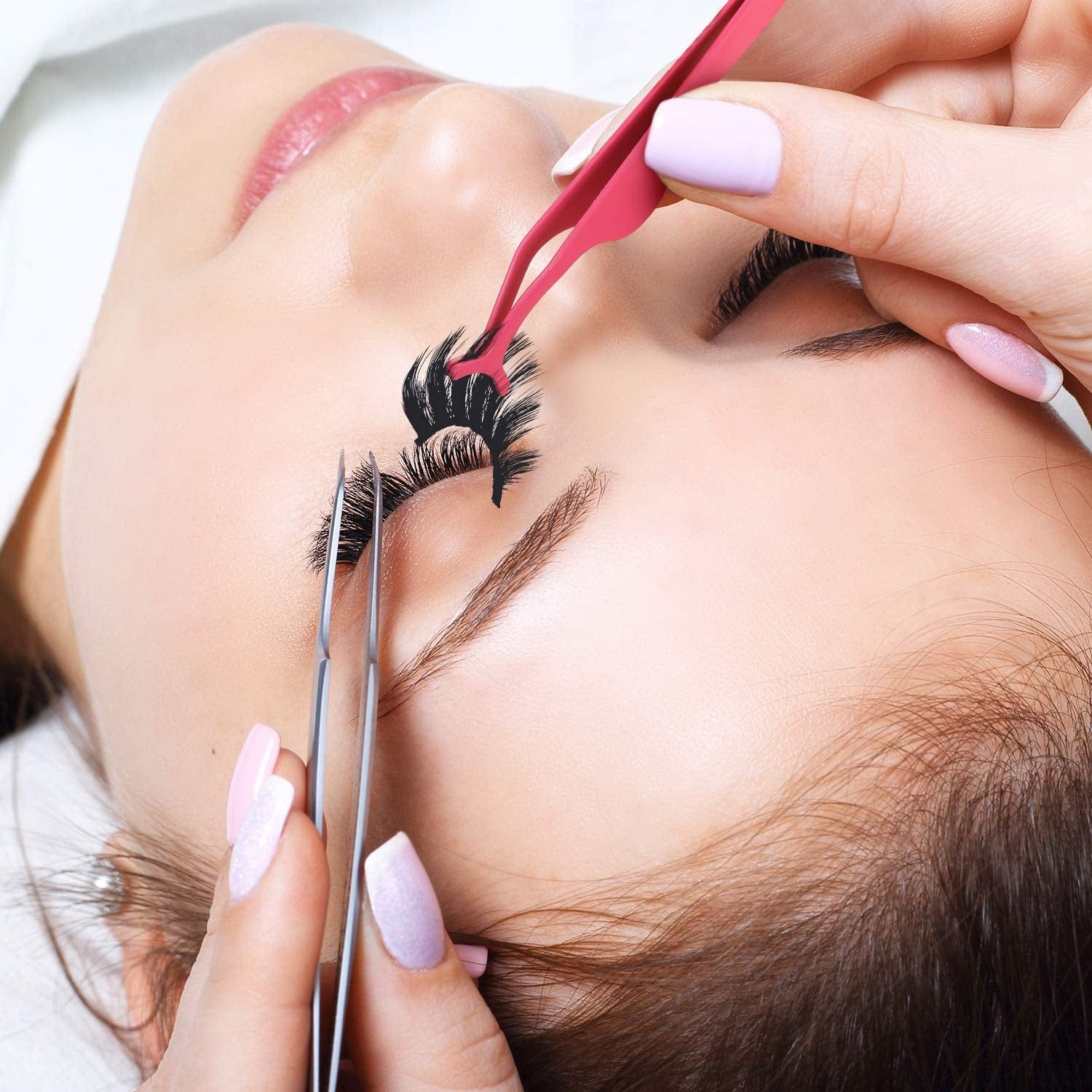 12 Pieces False Eyelashes Applicator Tool Stainless Steel Eyelash Extension Tweezers Remover Clip Tweezers Nipper Eyelash Makeup Tools for Women Eyelash Application and Removal (Pink) Health & Beauty > Personal Care > Cosmetics > Cosmetic Tools > Makeup Tools Honoson