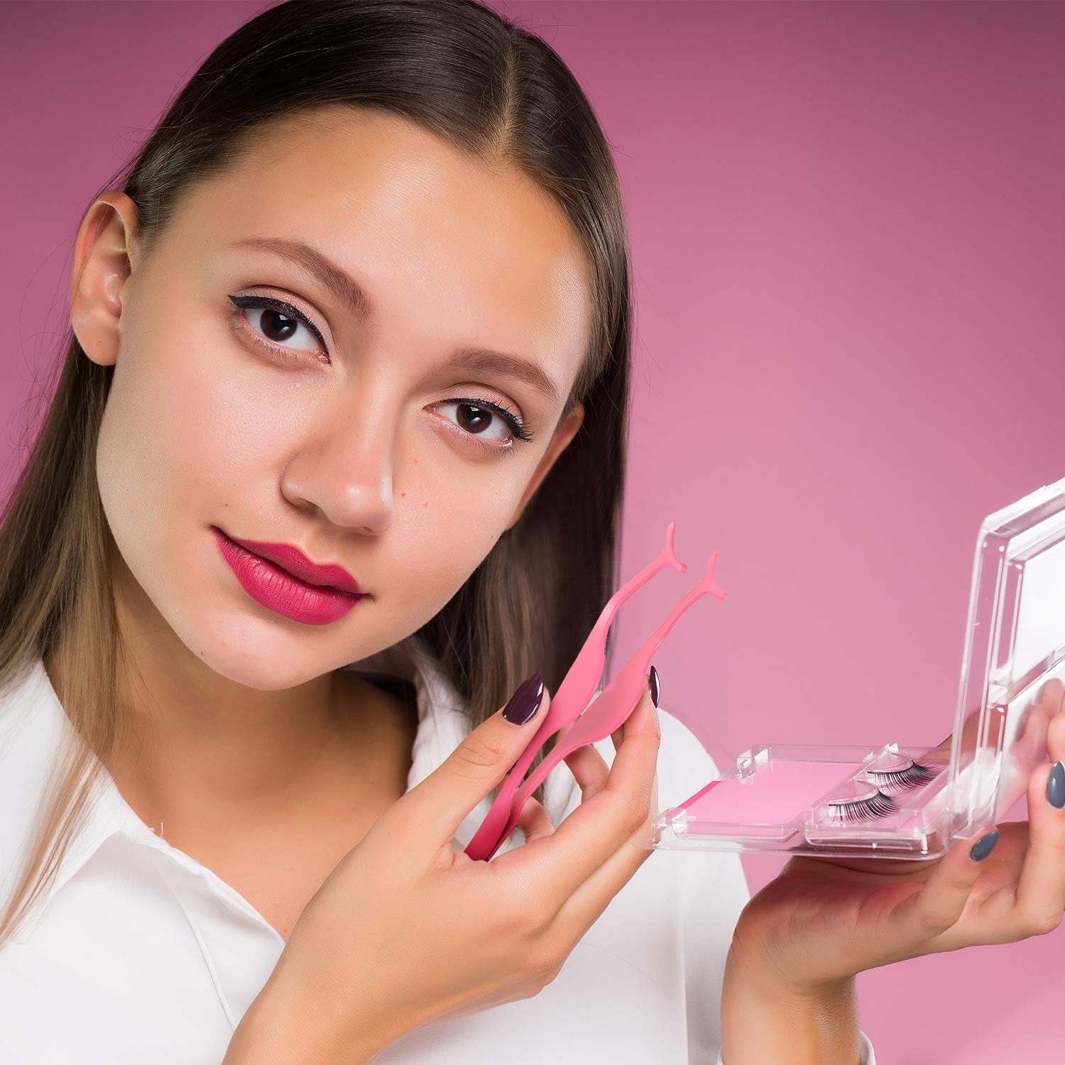 12 Pieces False Eyelashes Applicator Tool Stainless Steel Eyelash Extension Tweezers Remover Clip Tweezers Nipper Eyelash Makeup Tools for Women Eyelash Application and Removal (Pink) Health & Beauty > Personal Care > Cosmetics > Cosmetic Tools > Makeup Tools Honoson