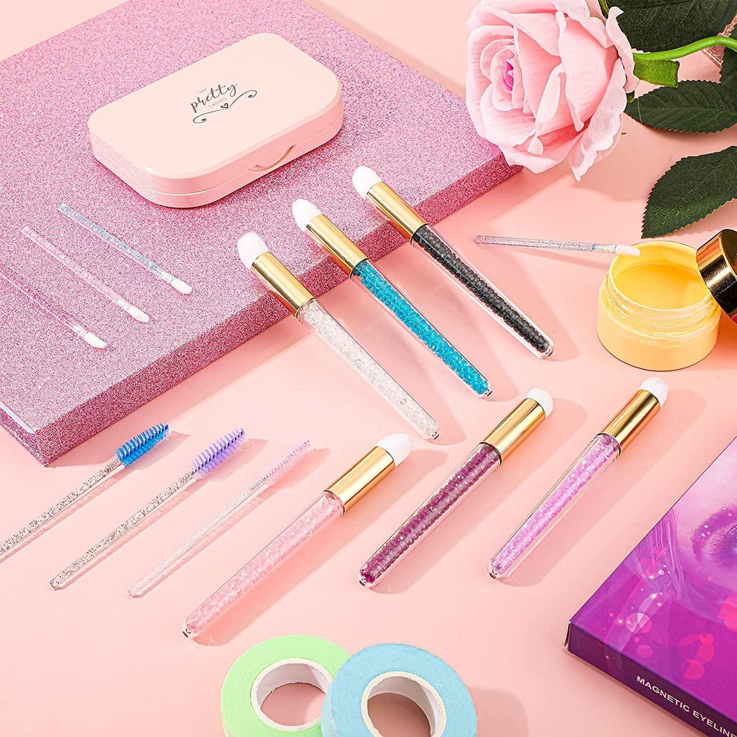 12 Pieces Glitter Lash Shampoo Brushes, Nose Pore Deep Cleaning Brush, Peel off Blackhead Removing Brush Tool, Cosmetic Lash Cleanser Brush, Facial Cleansing Brushes with Crystal Handle, 6 Colors Health & Beauty > Personal Care > Cosmetics > Cosmetic Tools > Makeup Tools Patelai