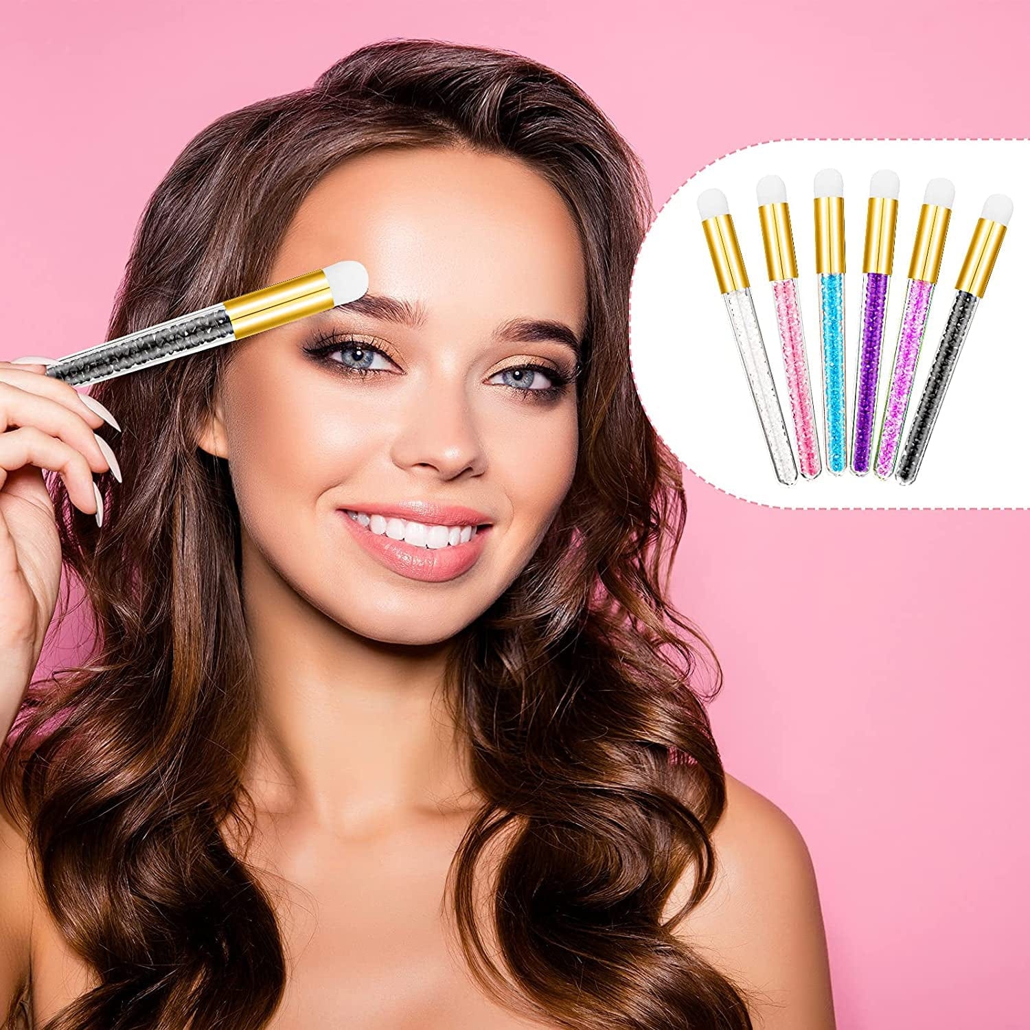 12 Pieces Glitter Lash Shampoo Brushes, Nose Pore Deep Cleaning Brush, Peel off Blackhead Removing Brush Tool, Cosmetic Lash Cleanser Brush, Facial Cleansing Brushes with Crystal Handle, 6 Colors Health & Beauty > Personal Care > Cosmetics > Cosmetic Tools > Makeup Tools Patelai