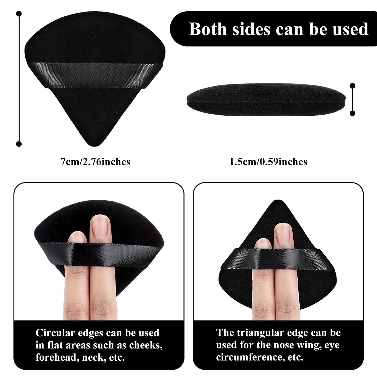 12 Pieces Powder Puff Face Triangle Makeup Puff for Loose Powder Soft Body Cosmetic Foundation Sponge Mineral Powder Wet Dry Makeup Tool(Black,Small) Health & Beauty > Personal Care > Cosmetics > Cosmetic Tools > Makeup Tools Maitys