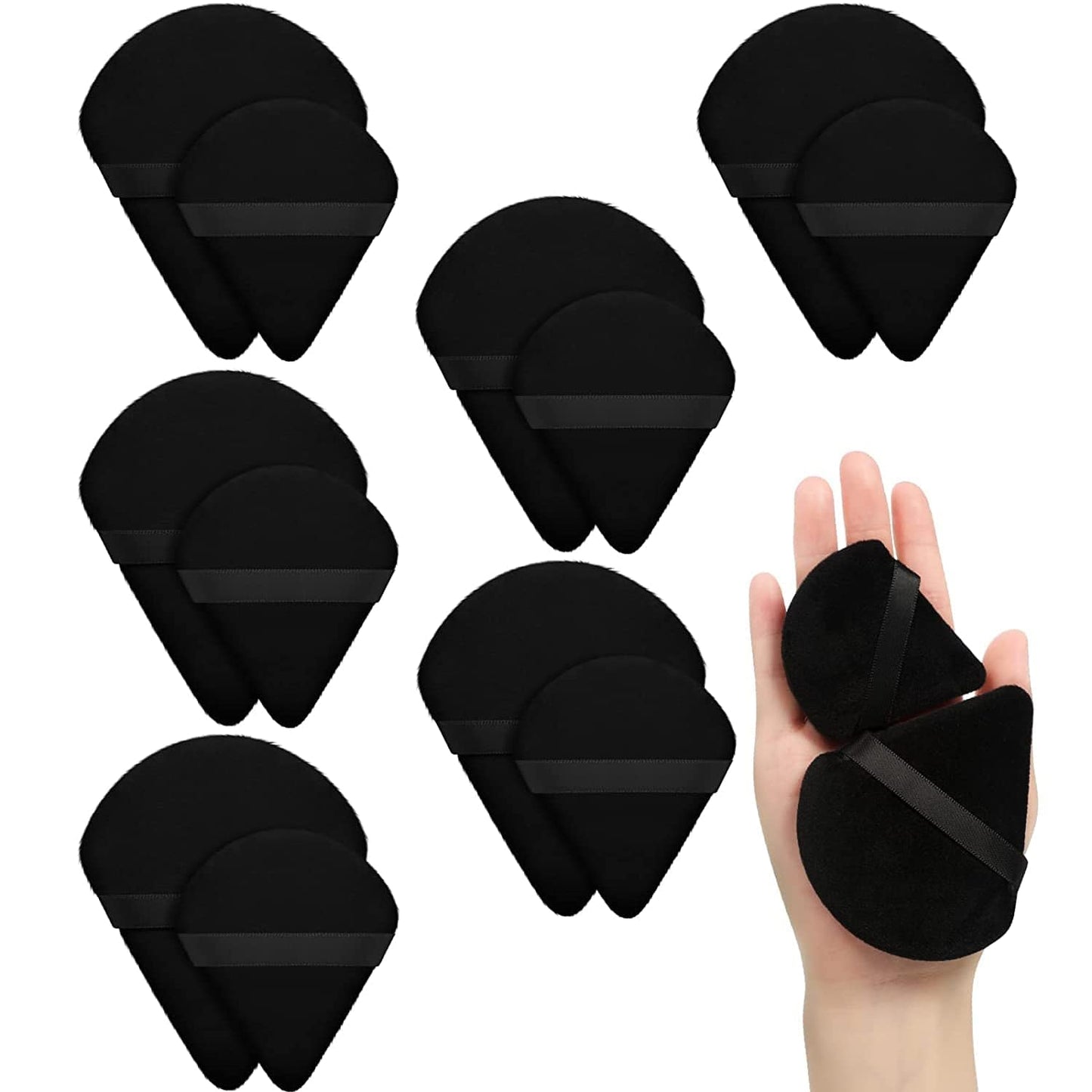 12 Pieces Powder Puff Face Triangle Makeup Puff for Loose Powder Soft Body Cosmetic Foundation Sponge Mineral Powder Wet Dry Makeup Tool(Black,Small) Health & Beauty > Personal Care > Cosmetics > Cosmetic Tools > Makeup Tools Maitys Black, Large, Small