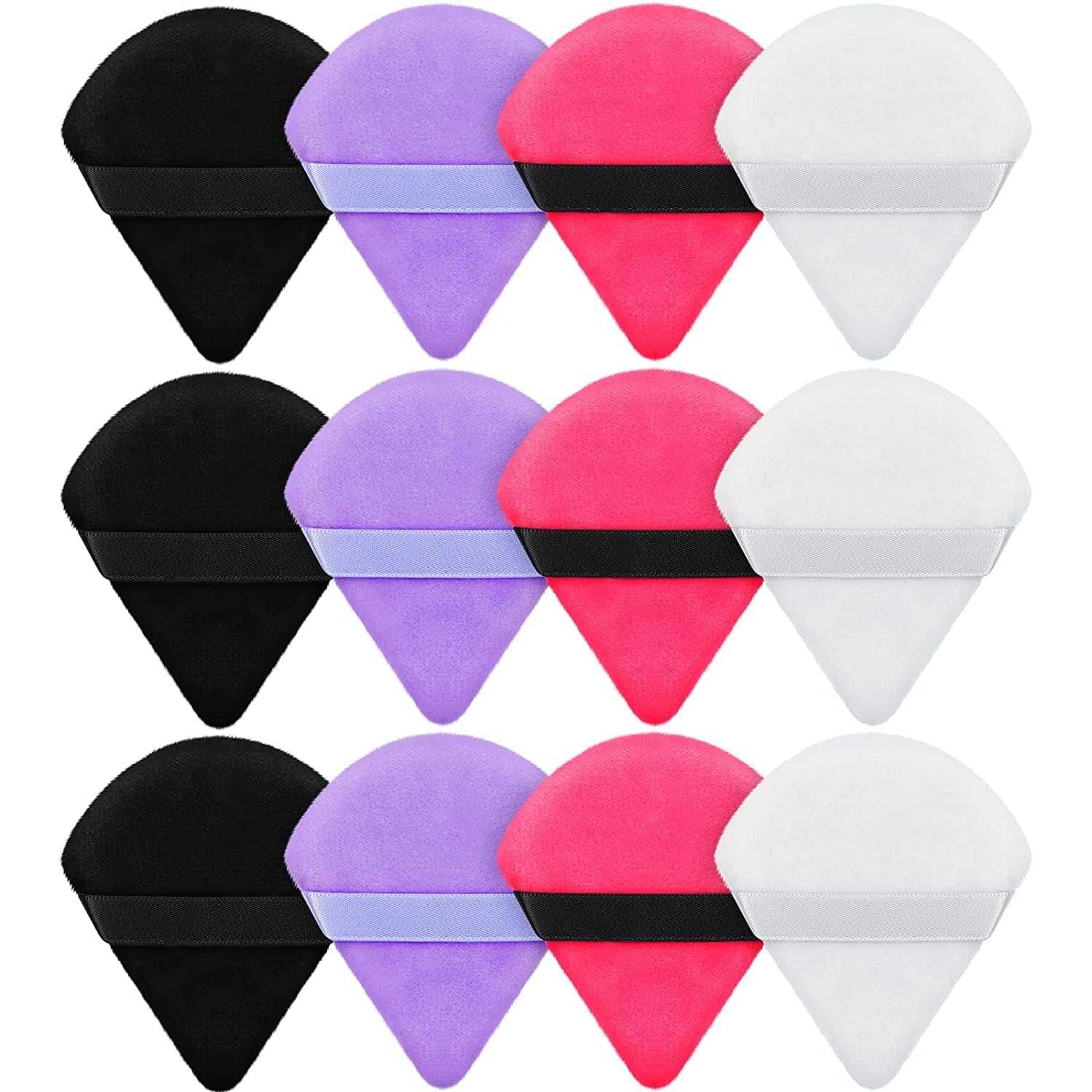 12 Pieces Powder Puff Face Triangle Makeup Puff for Loose Powder Soft Body Cosmetic Foundation Sponge Mineral Powder Wet Dry Makeup Tool(Black,Small) Health & Beauty > Personal Care > Cosmetics > Cosmetic Tools > Makeup Tools Maitys Black, White, Rose Red, Purple