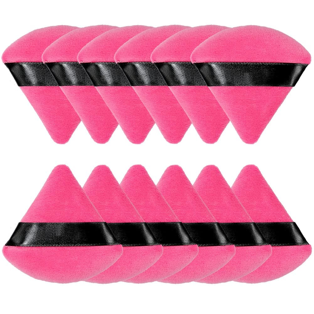 12 Pieces Pure Cotton Powder Puff Face Triangle Soft Makeup Puff for Loose Powder Body Cosmetic Foundation Sponge Mineral Powder Wet Dry Makeup Tool with Strap-Black/White Health & Beauty > Personal Care > Cosmetics > Cosmetic Tools > Makeup Tools TULOBI Rose Red
