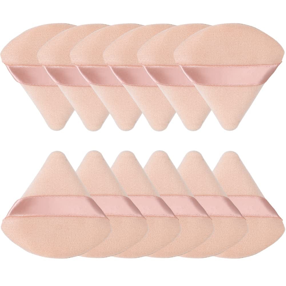 12 Pieces Pure Cotton Powder Puff Face Triangle Soft Makeup Puff for Loose Powder Body Cosmetic Foundation Sponge Mineral Powder Wet Dry Makeup Tool with Strap-Black/White Health & Beauty > Personal Care > Cosmetics > Cosmetic Tools > Makeup Tools TULOBI Nude